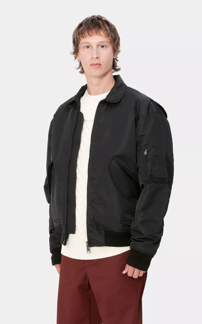 Carhartt WIP Olten Bomber Jacket Nylon Black/Turmeric