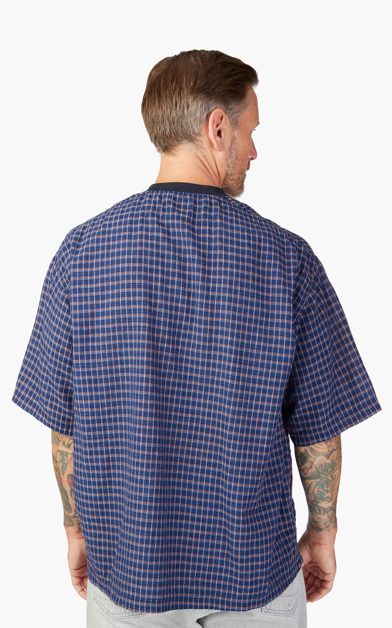 OrSlow Cotton Linen Pullover Shirt Indigo Check