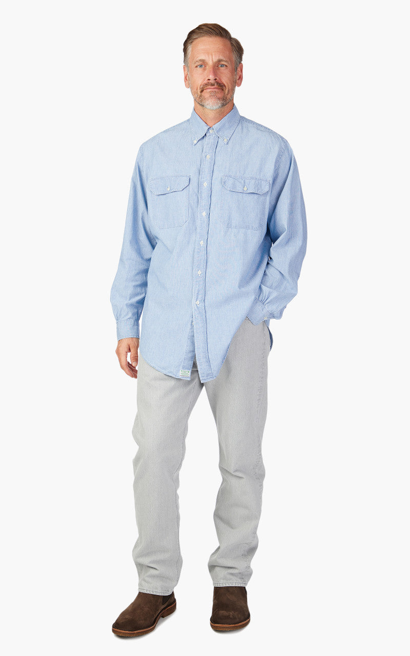 OrSlow Chambray Button Down Safari Shirt Bleach