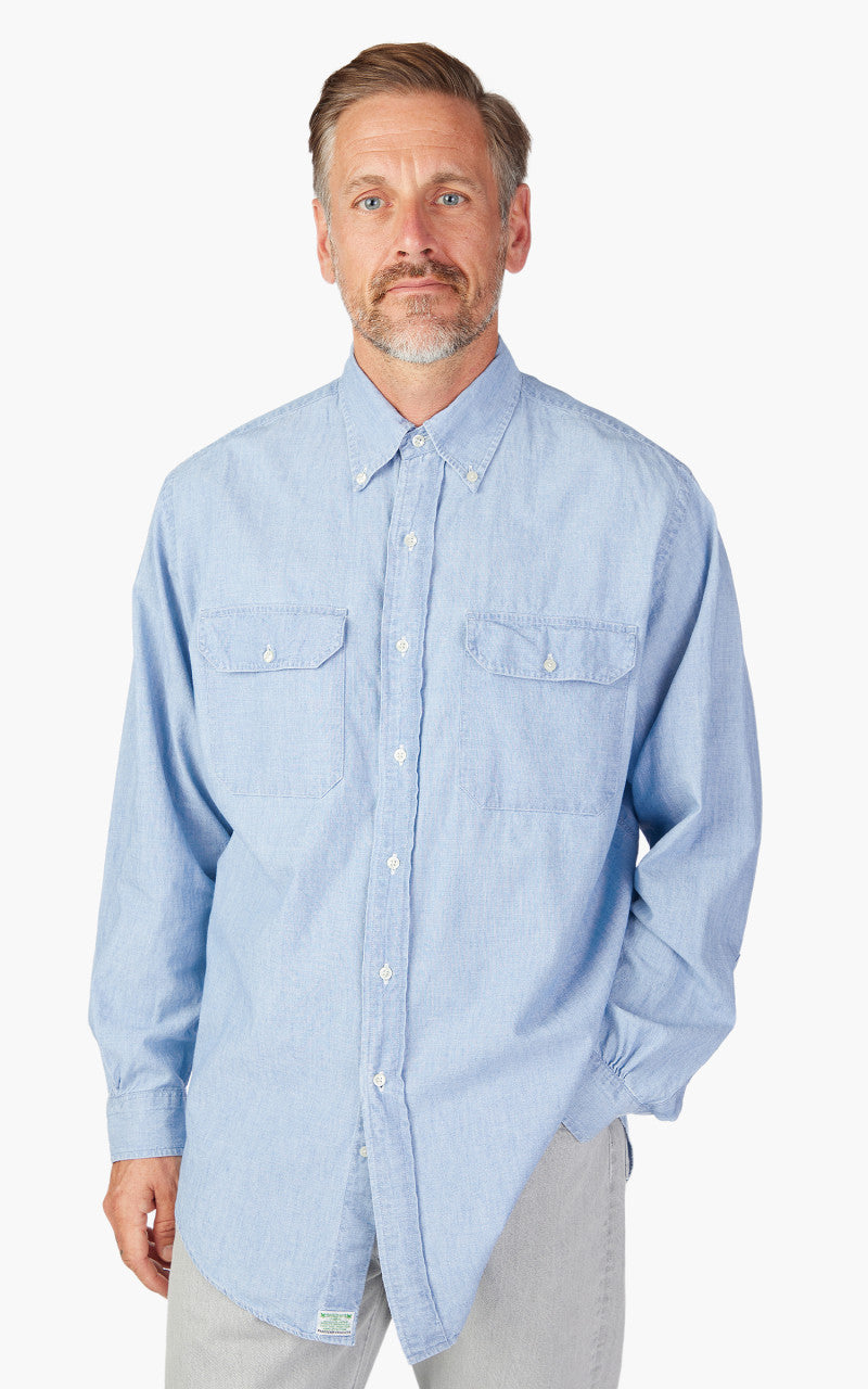 OrSlow Chambray Button Down Safari Shirt Bleach