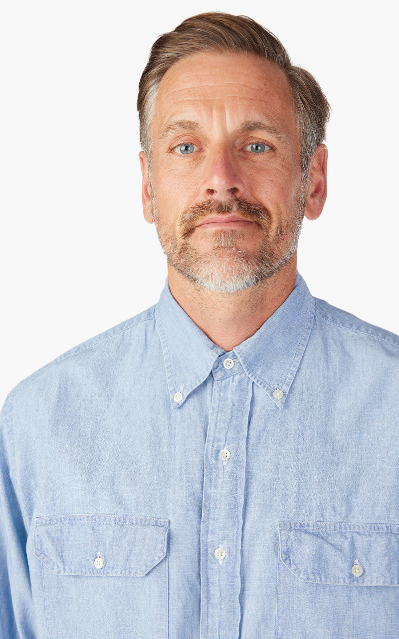 OrSlow Chambray Button Down Safari Shirt Bleach