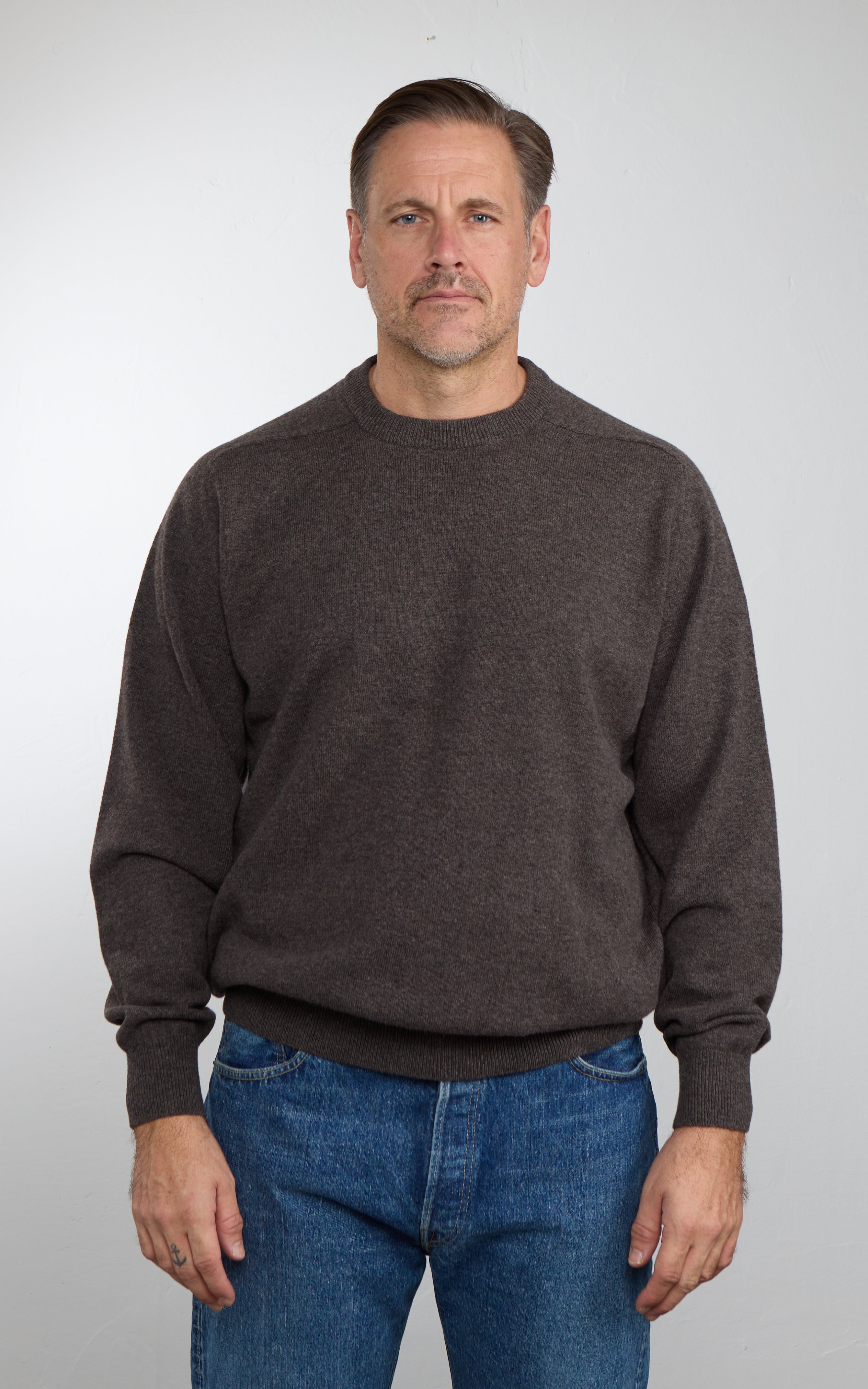 OrSlow Simple Crewneck Wool Sweater Brown