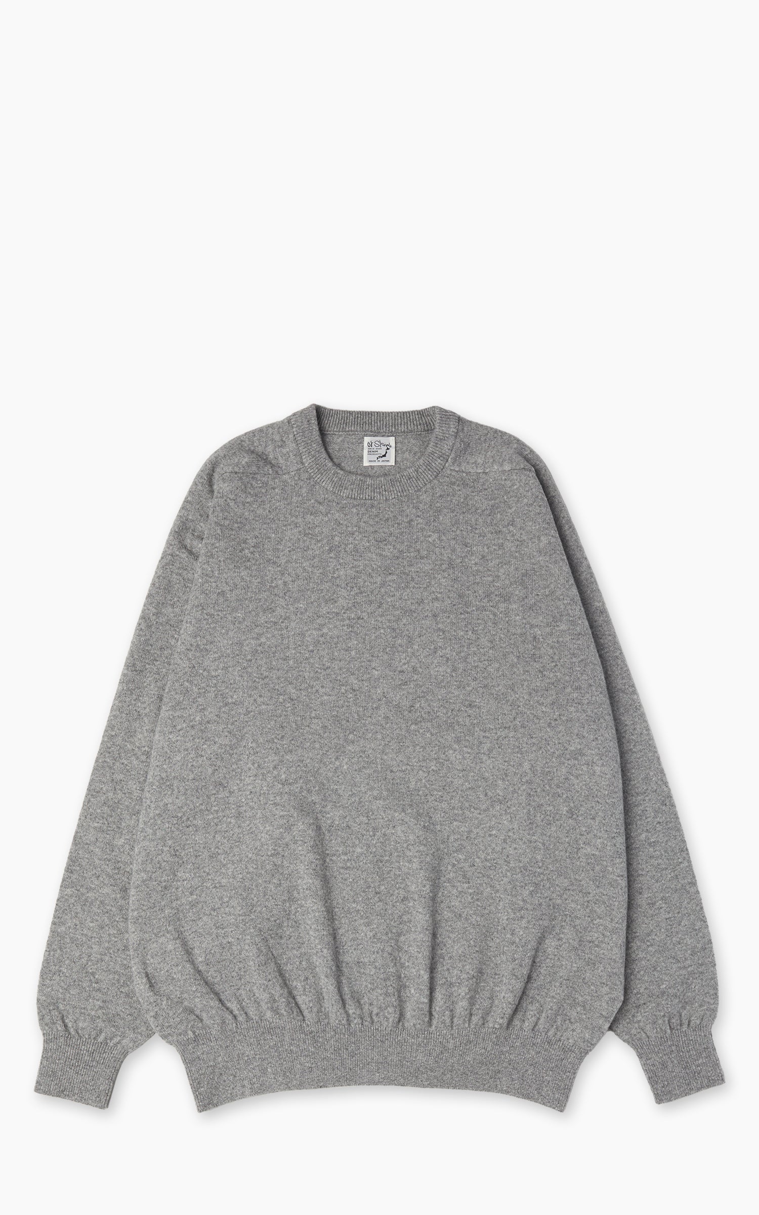 OrSlow Simple Crewneck Wool Sweater Light Grey