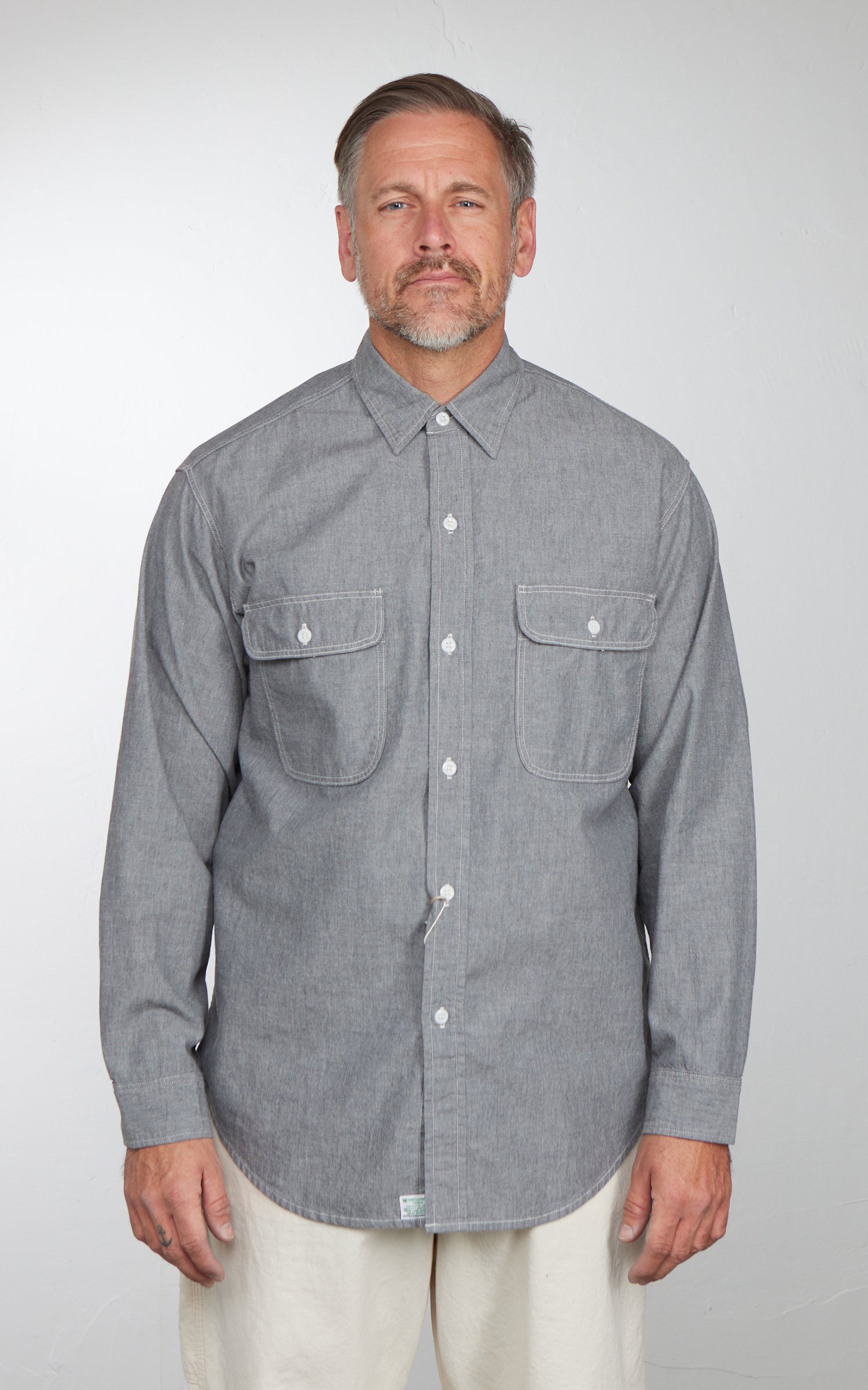 OrSlow Chambray Work Shirt Grey