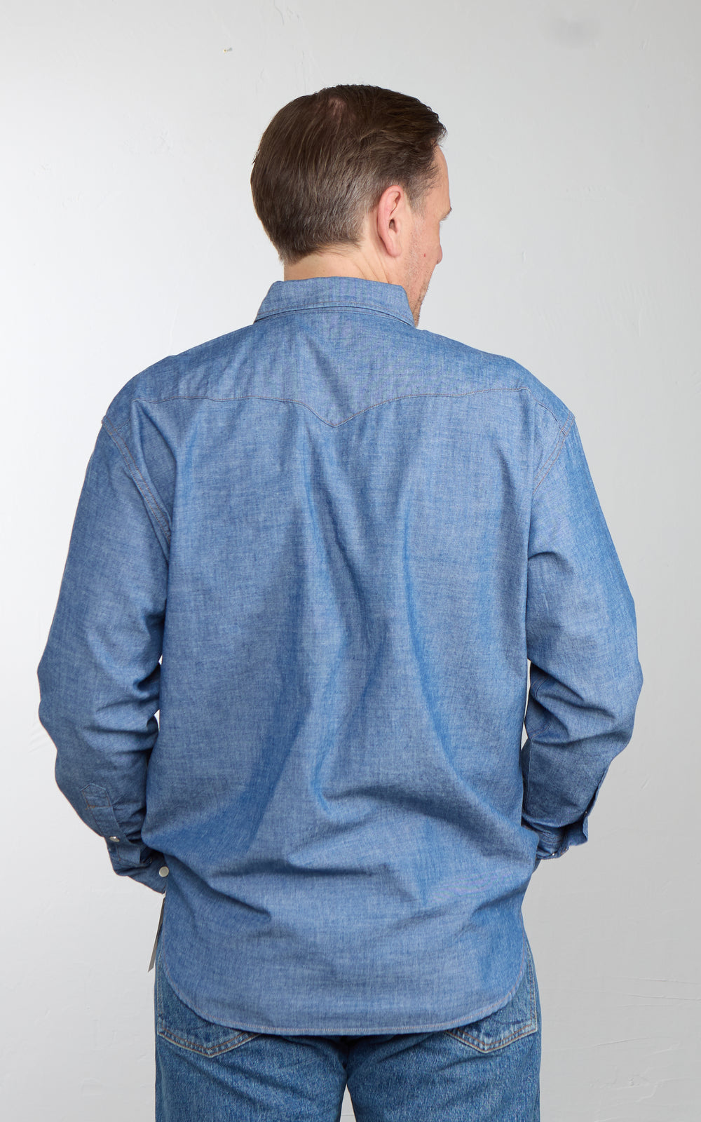OrSlow Relaxed Western Chambray Shirt Blue