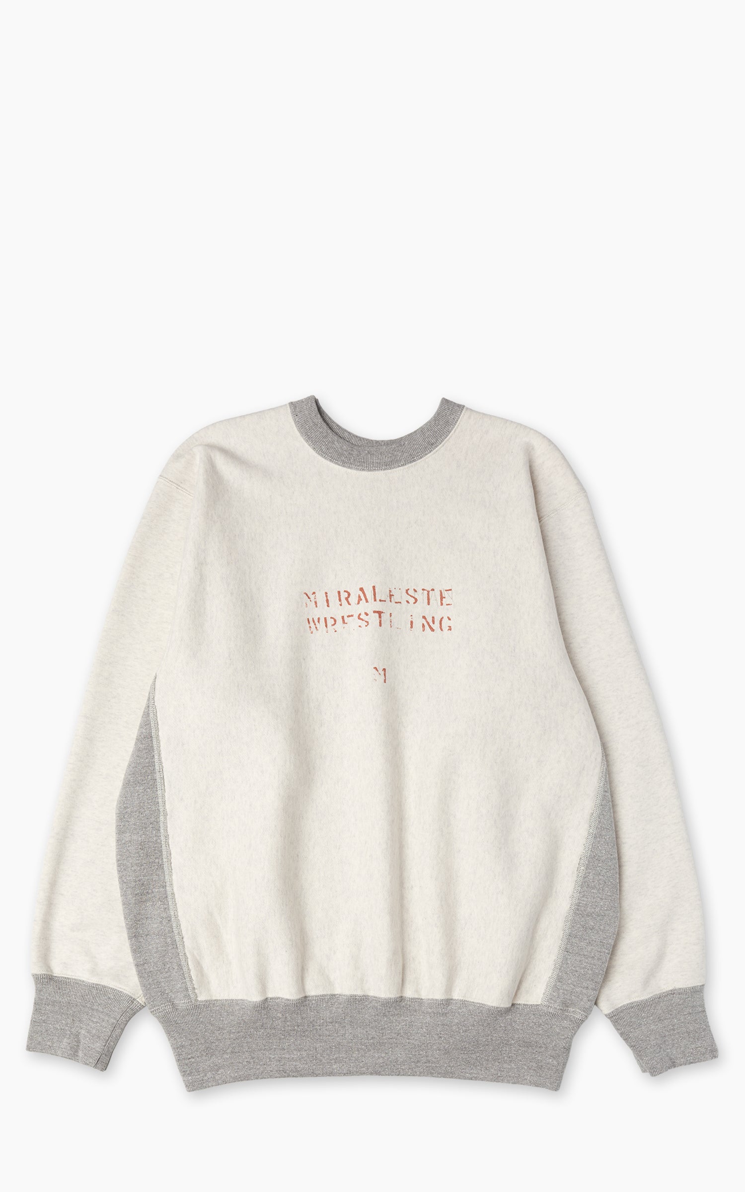 OrSlow Heavyweight Cross Grain Side Rib Two-Tone Printed Sweatshirt Ecru