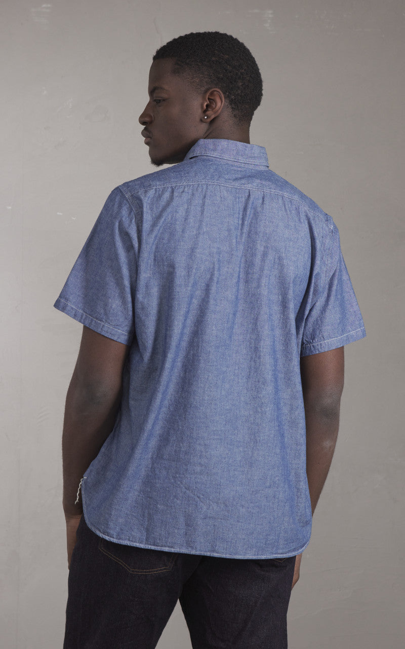 OrSlow Short Sleeve Chambray Work Shirt Blue