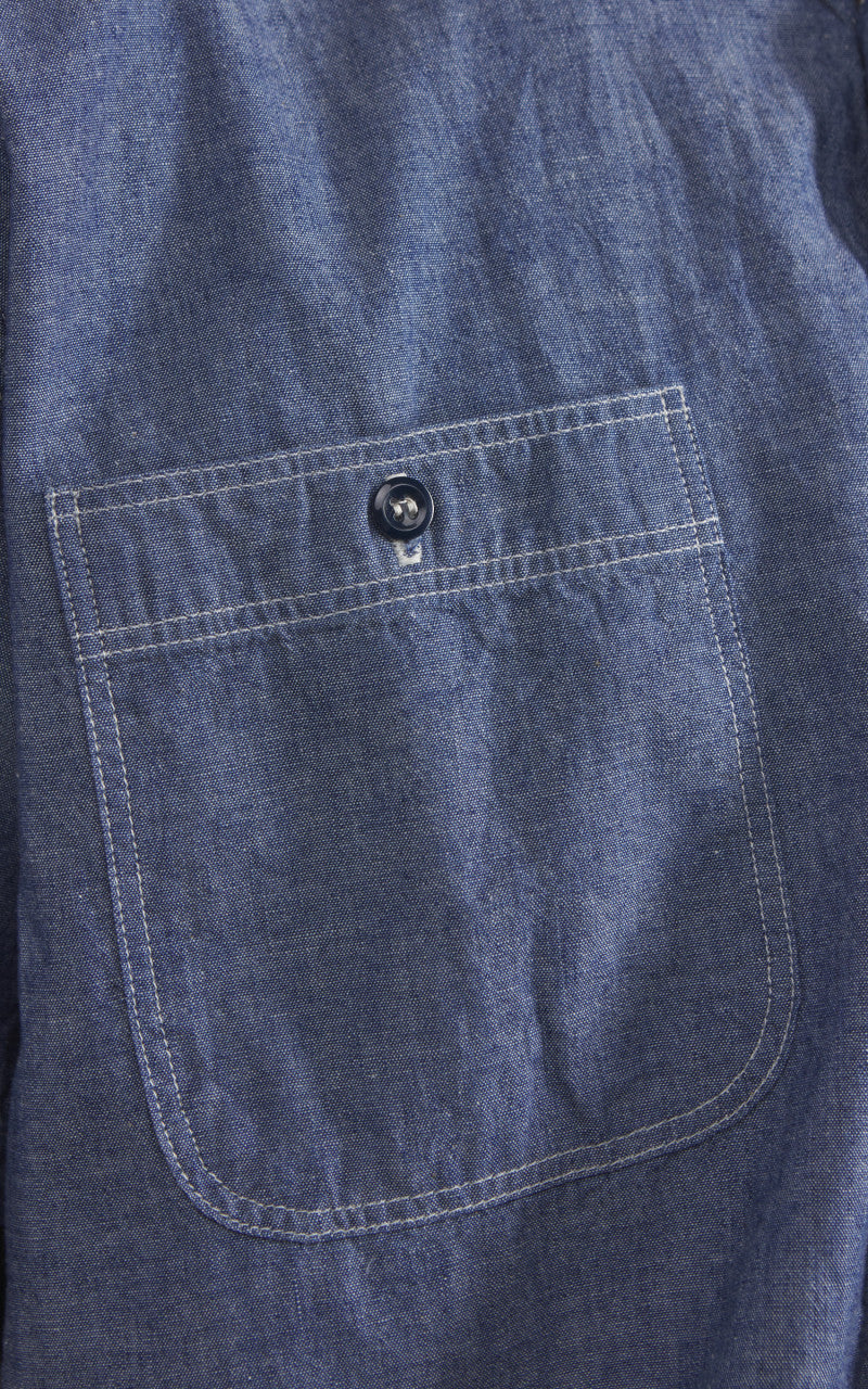 OrSlow Short Sleeve Chambray Work Shirt Blue