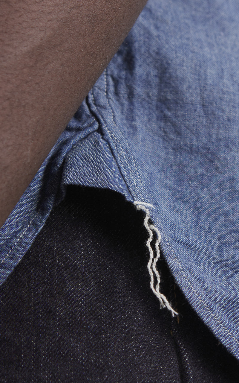 OrSlow Short Sleeve Chambray Work Shirt Blue