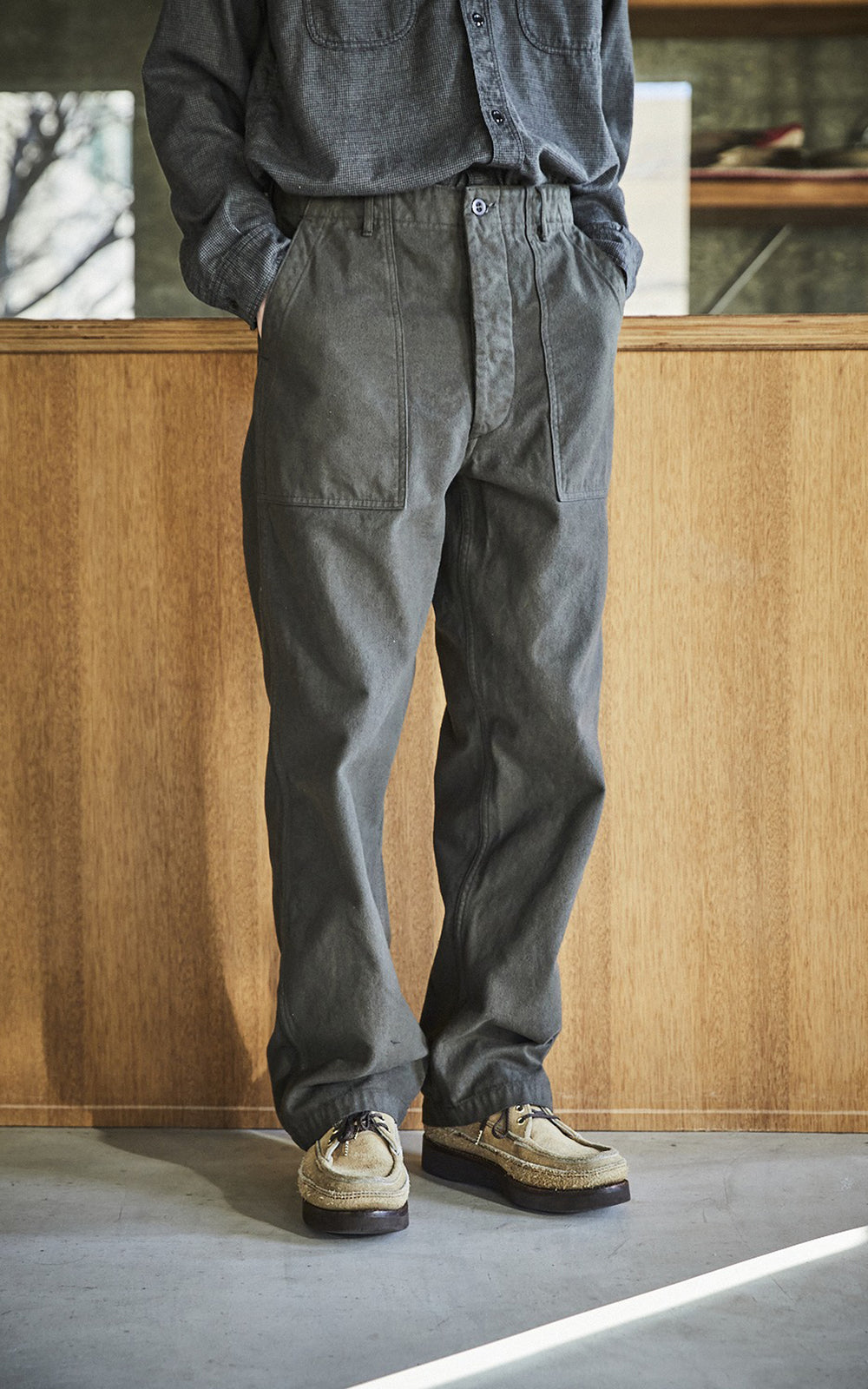 OrSlow US Army Fatigue Pants Regular Brushed Serge Coffee Brown
