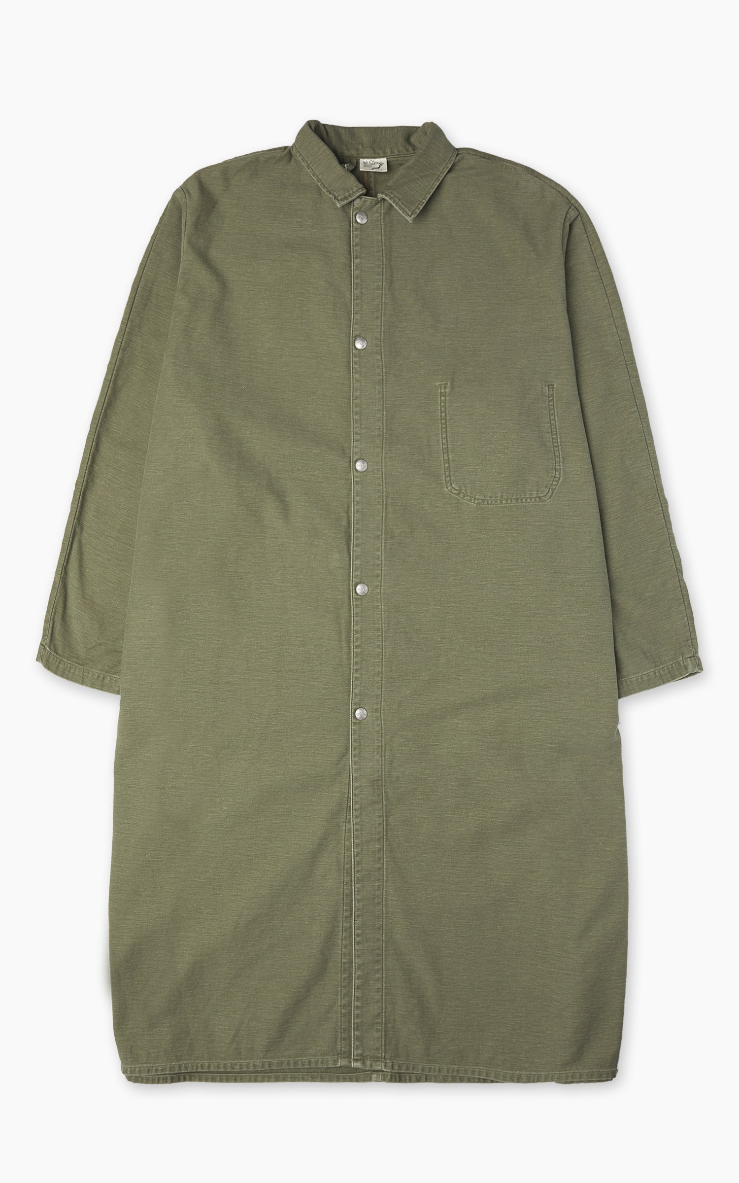 OrSlow Reverse Sateen Simple Work Coat Vintage Washed Dark Olive