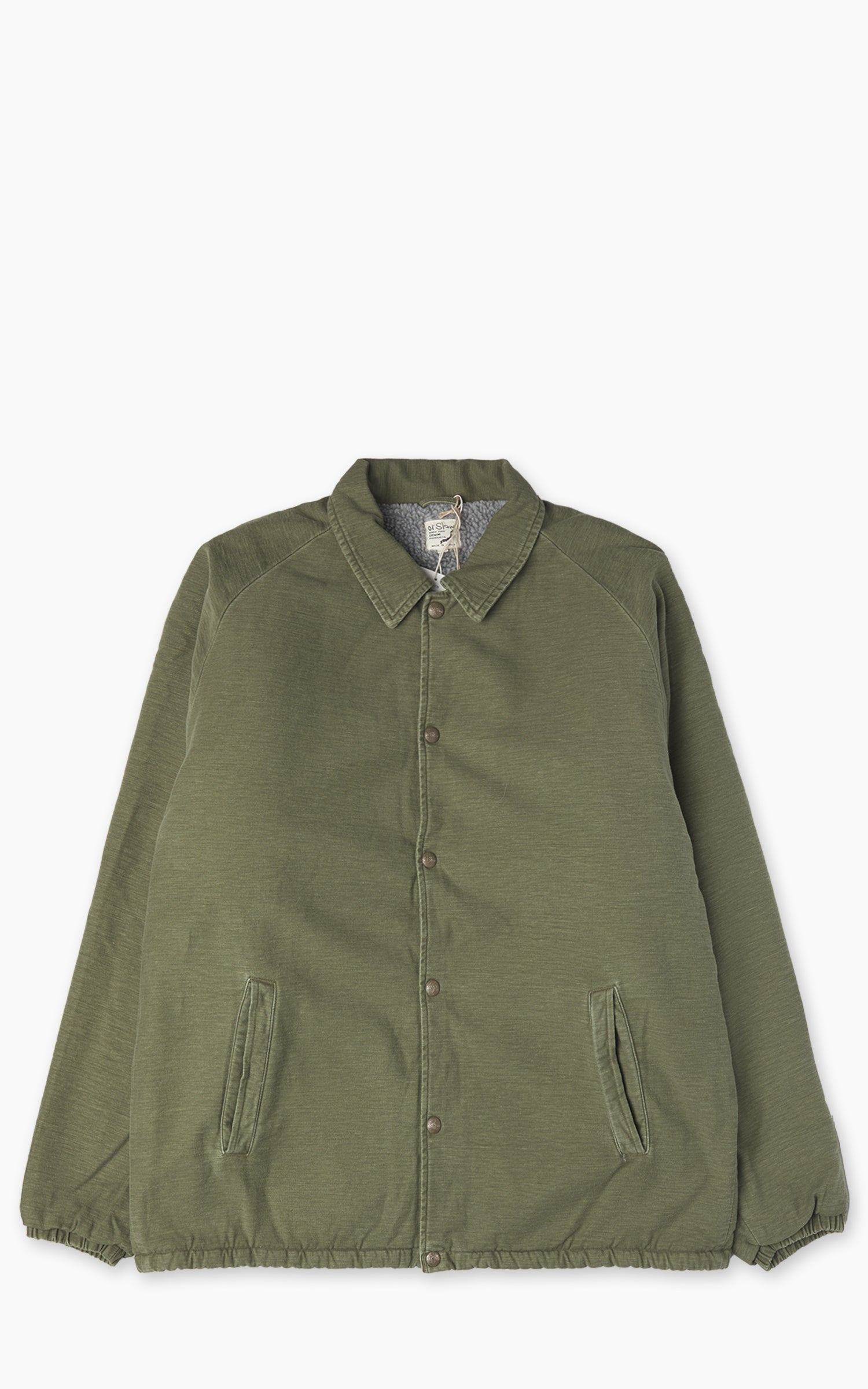 OrSlow Reverse Sateen Fleece Lined Coach Jacket Vintage Washed Dark Olive
