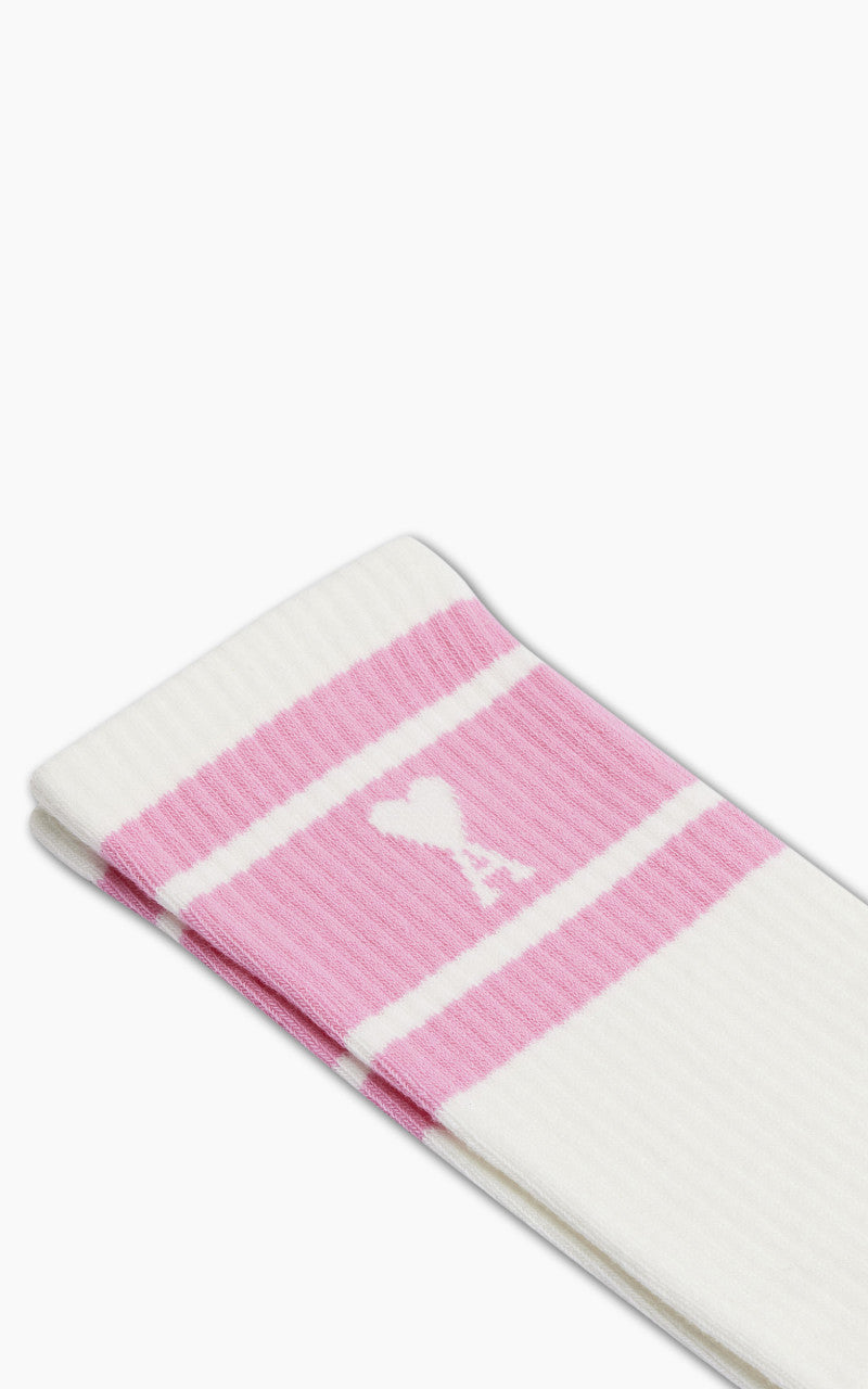 AMI Paris Ami de Coeur Striped Socks Candy Pink