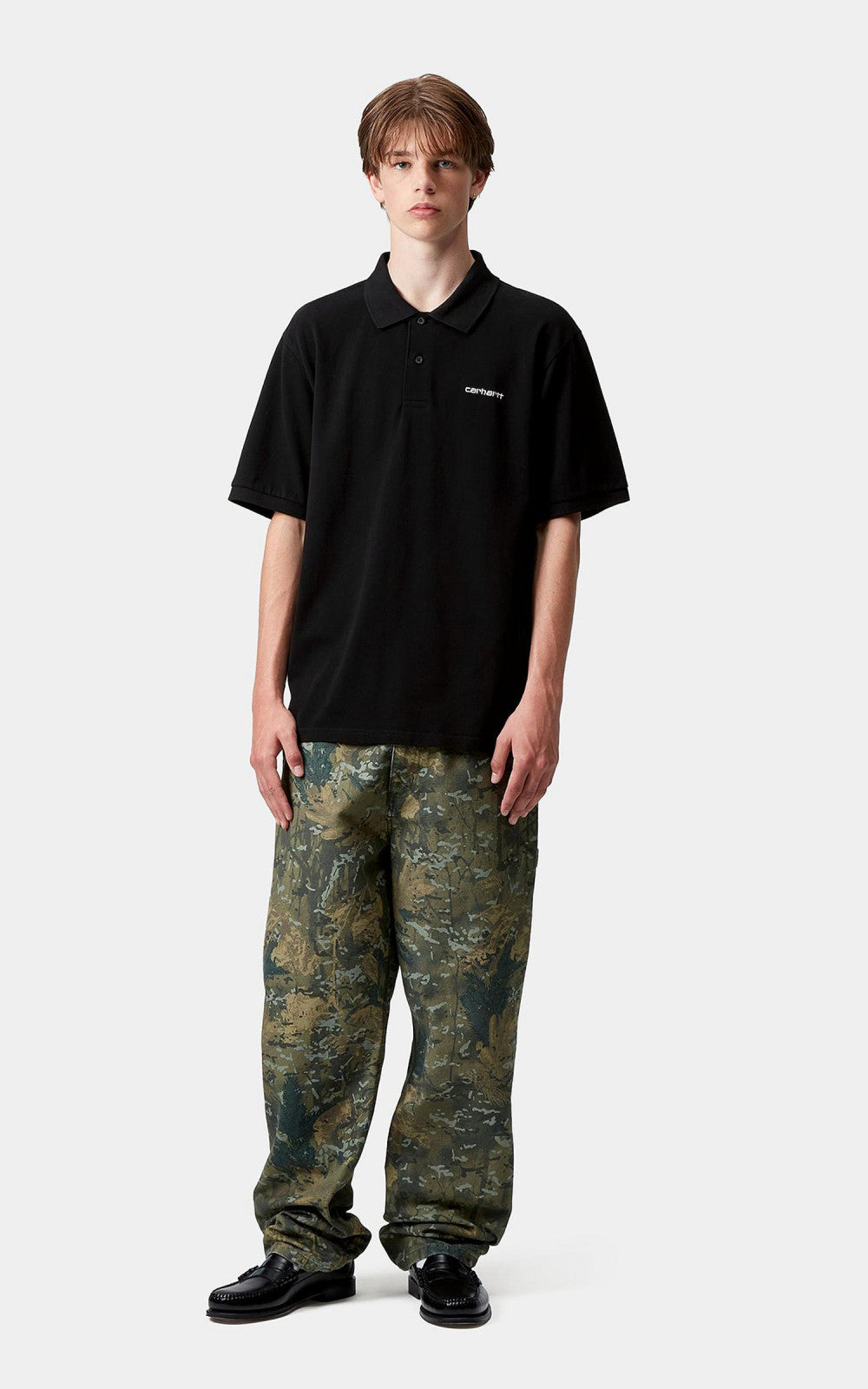 Carhartt WIP S/S Carhartt Script Polo Black/White
