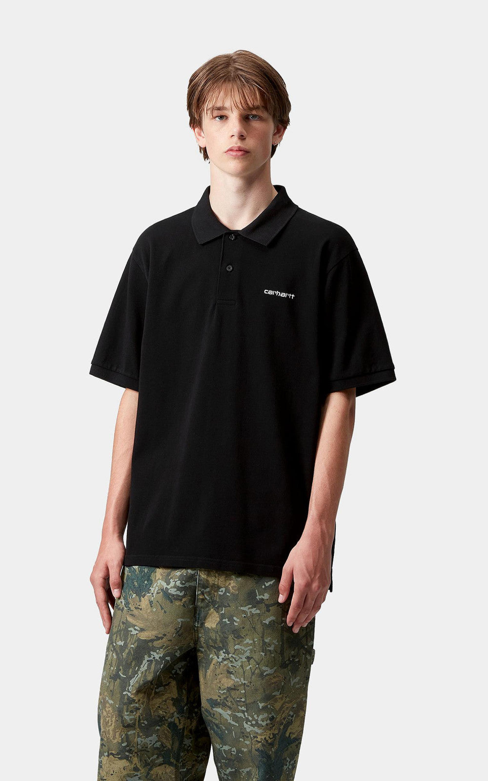 Carhartt WIP S/S Carhartt Script Polo Black/White