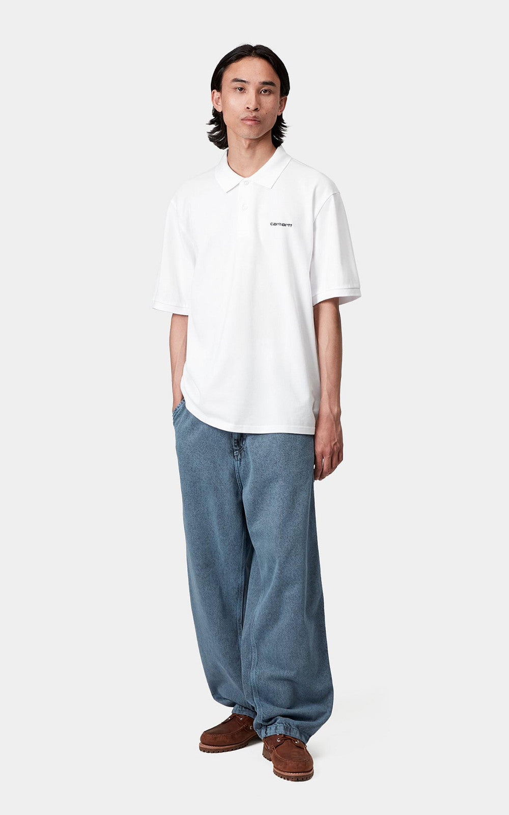 Carhartt WIP S/S Carhartt Script Polo White/Black
