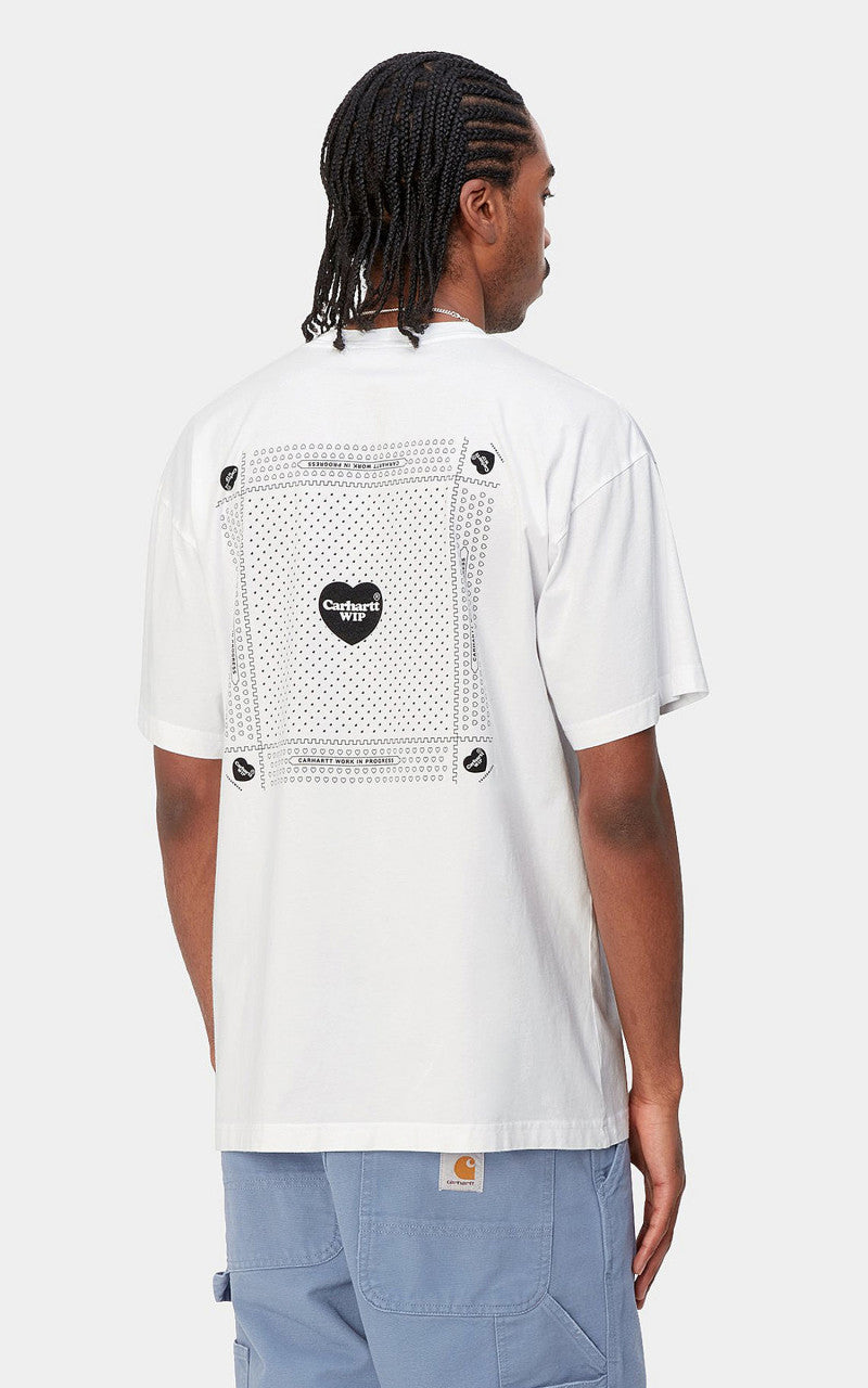 Carhartt WIP S/S Heart Bandana T-Shirt White/Black Stone Washed
