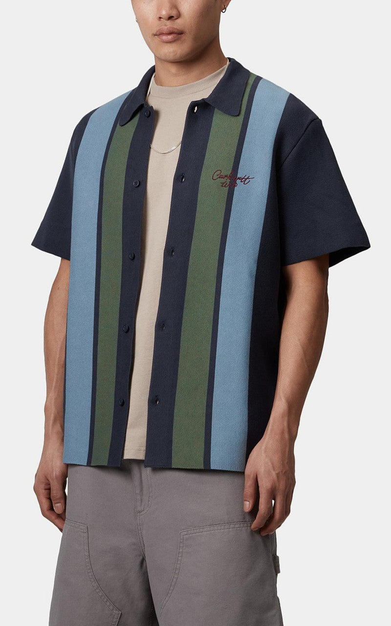 Carhartt WIP S/S Memory Knit Shirt Percy Stripe/Ink