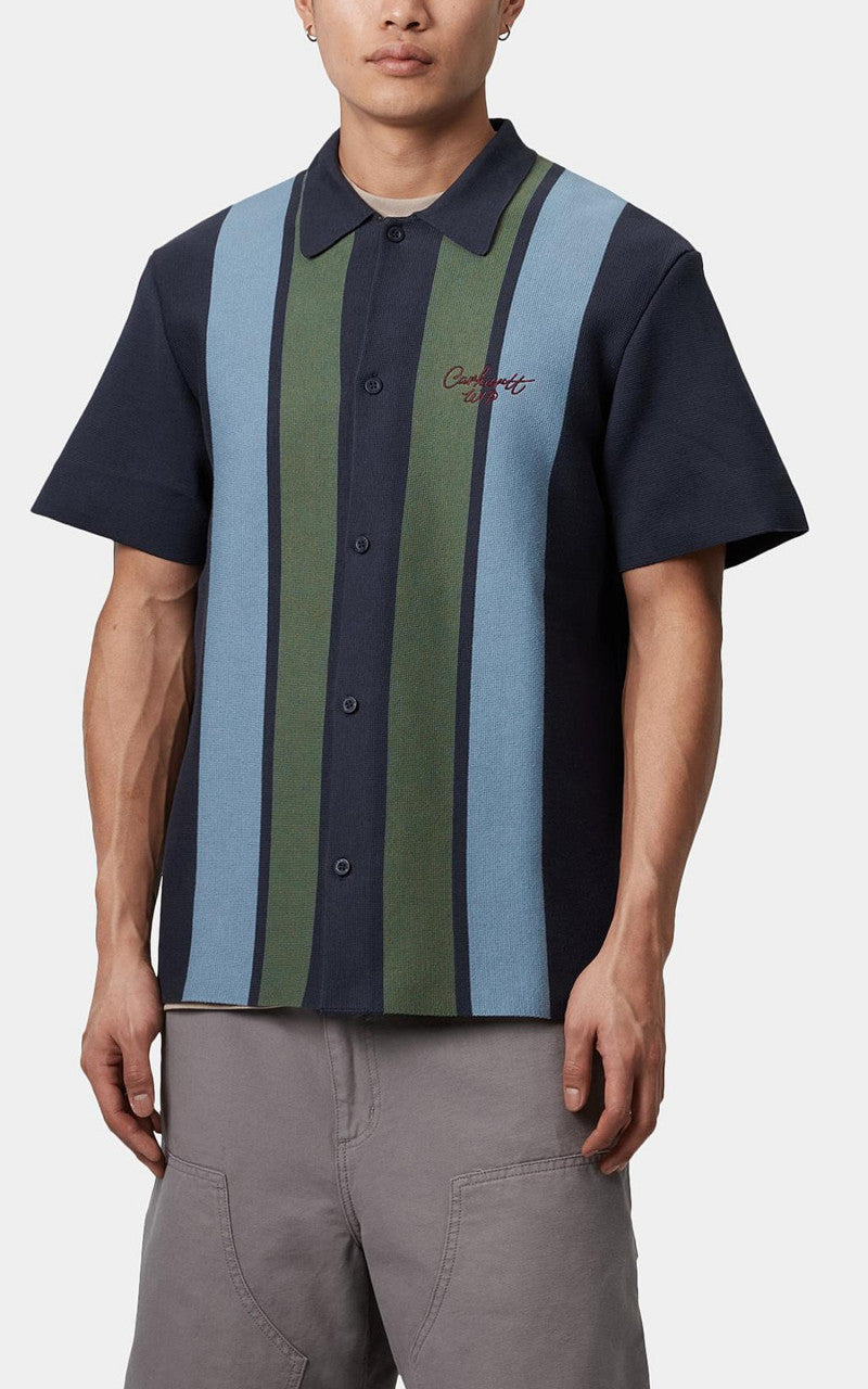 Carhartt WIP S/S Memory Knit Shirt Percy Stripe/Ink