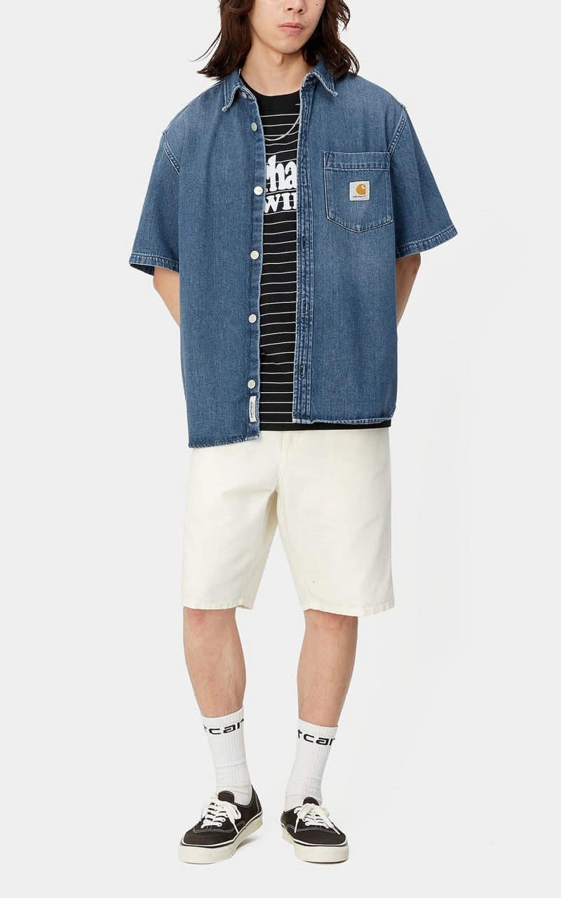Carhartt WIP S/S Ody Shirt Olympia Denim Blue Dark Used Wash