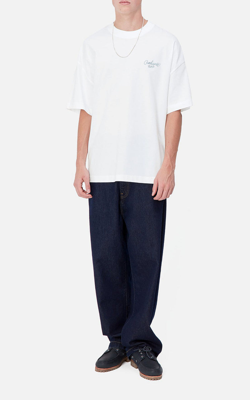 Carhartt WIP S/S Signature Script T-Shirt White/Dusty Ice