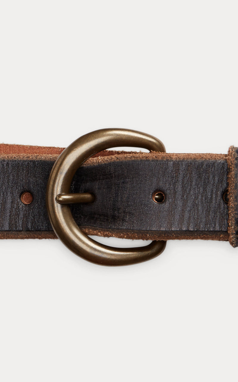RRL Tumbled Leather Belt Brown
