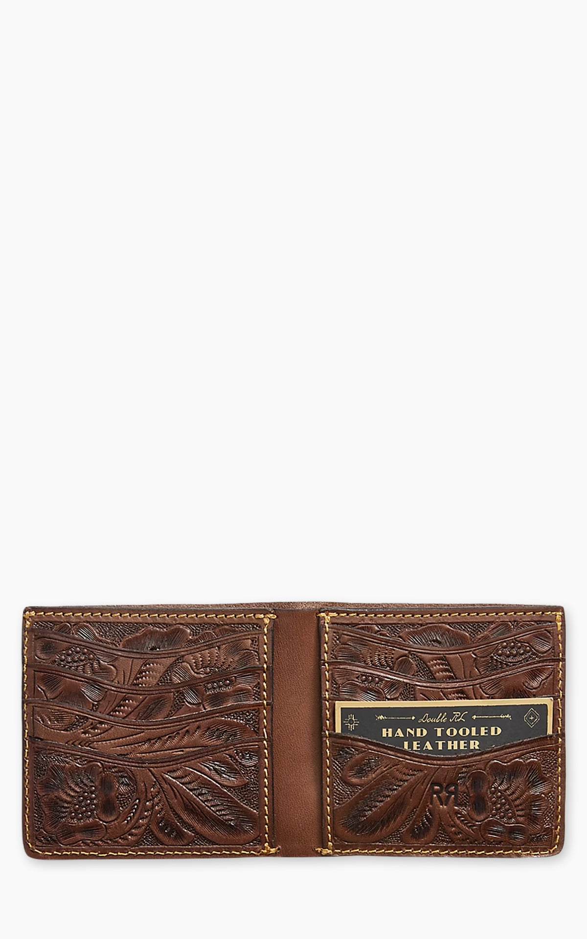 RRL Hand-Tooled Leather Billfold Brown