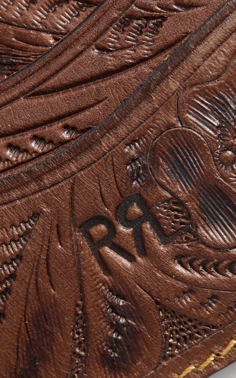 RRL Hand-Tooled Leather Billfold Brown