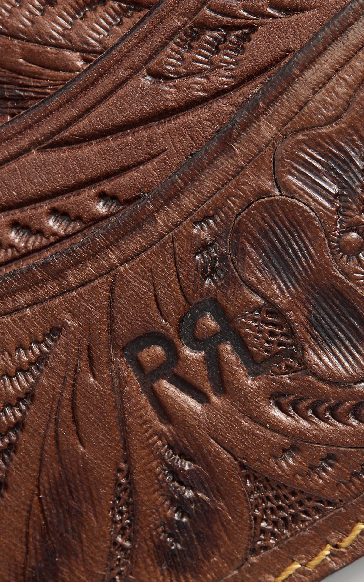 RRL Hand-Tooled Leather Billfold Brown