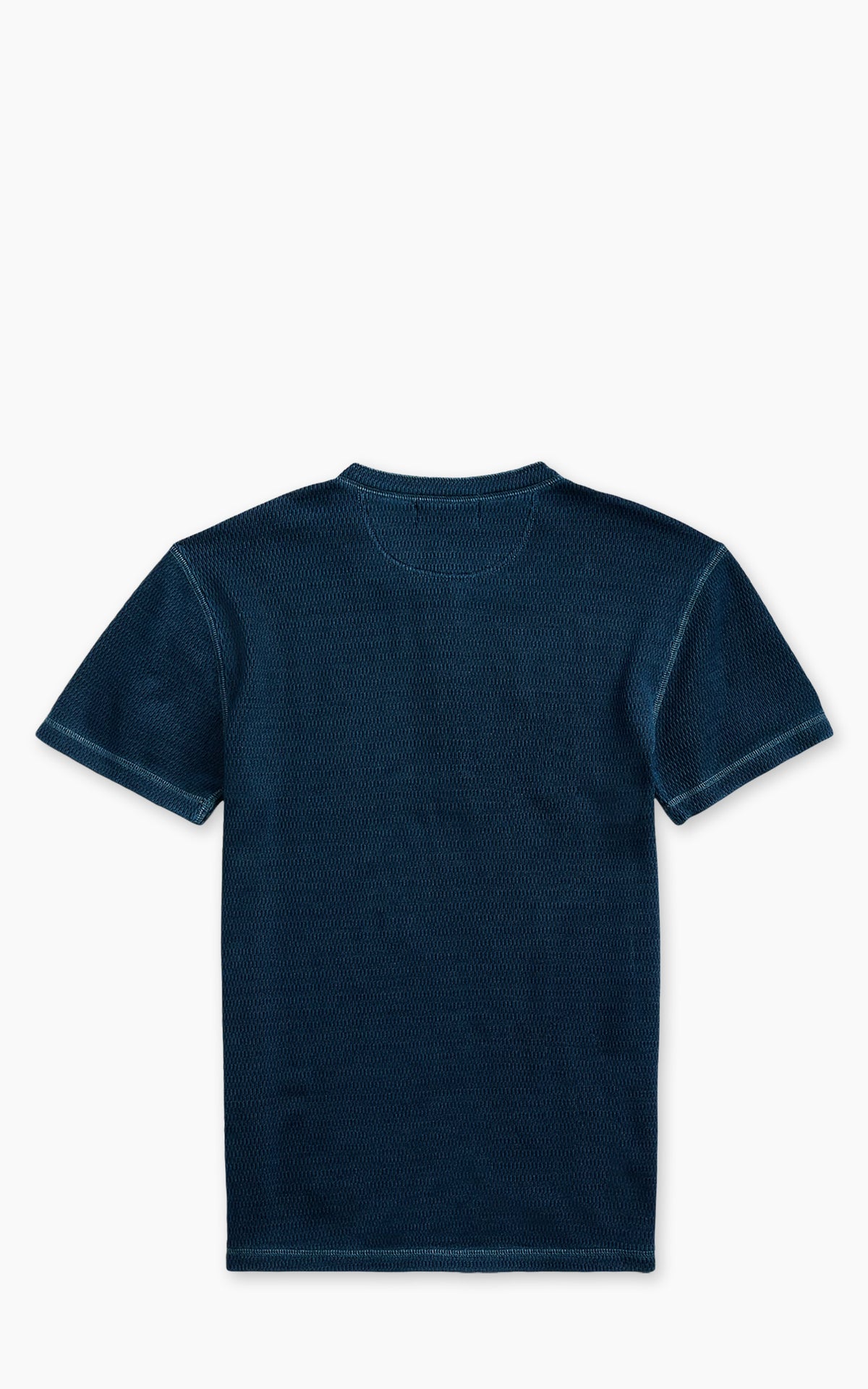 RRL Waffle-Knit Short-Sleeve Henley Shirt Rinsed Blue Indigo