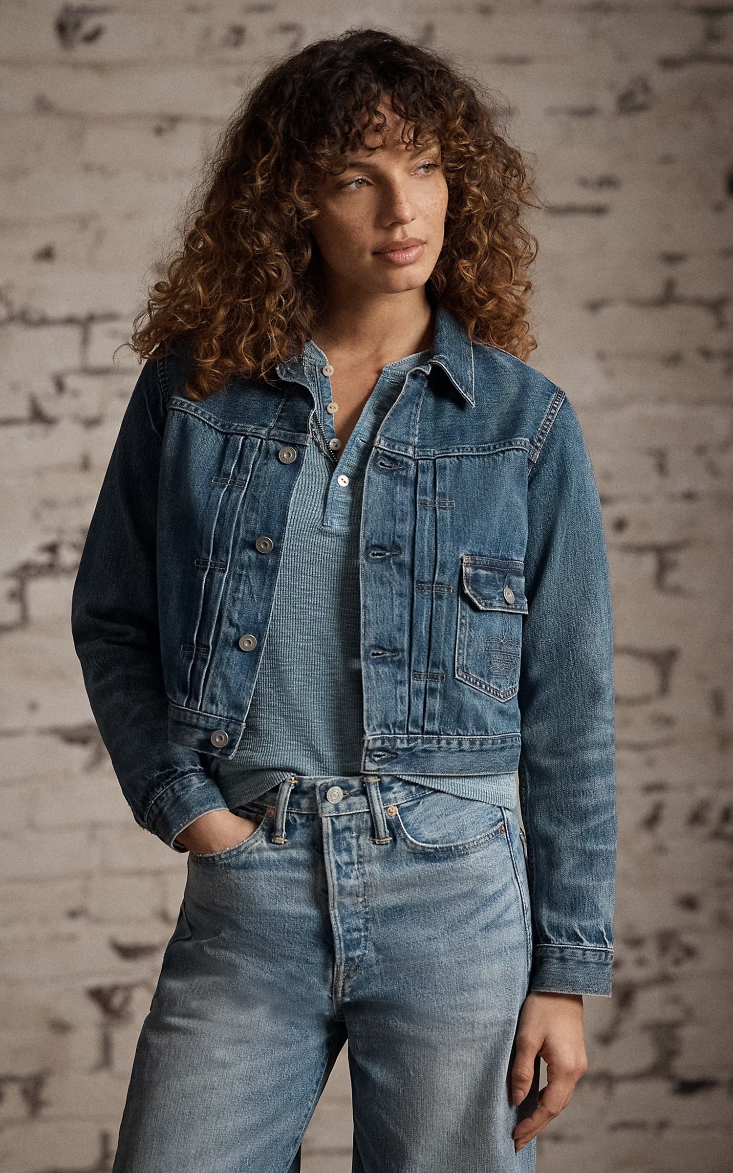 RRL Cropped Denim Jacket Kenney Wash