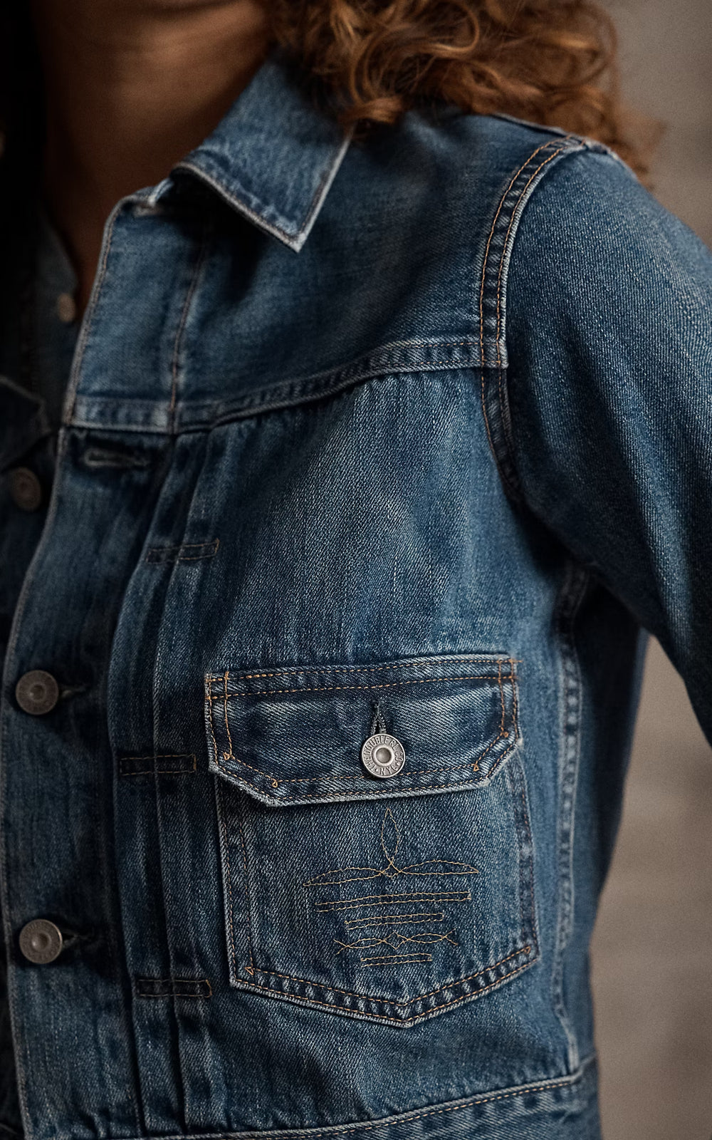RRL Cropped Denim Jacket Kenney Wash