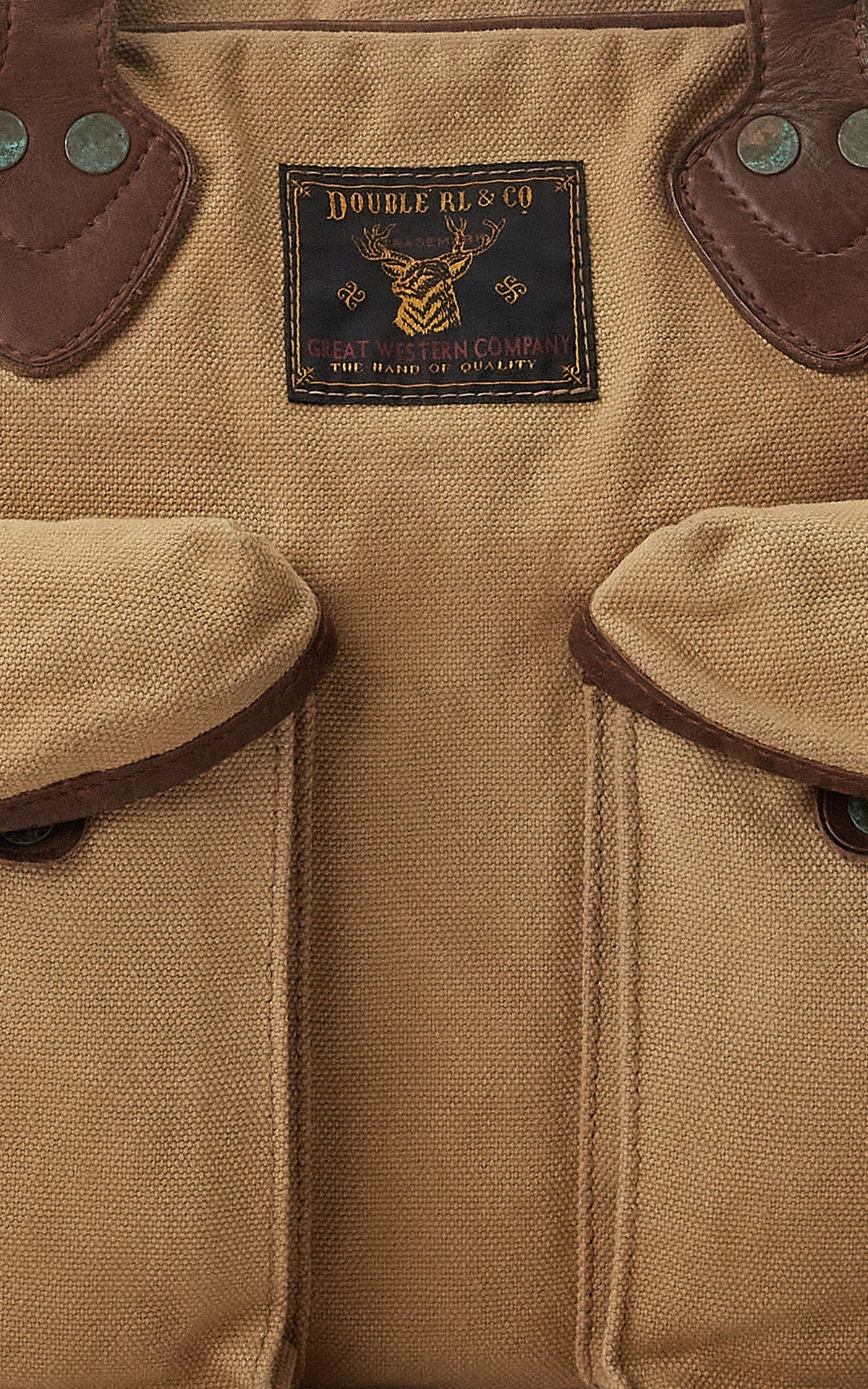 RRL Leather-Trim Canvas Briefcase Khaki/Brown
