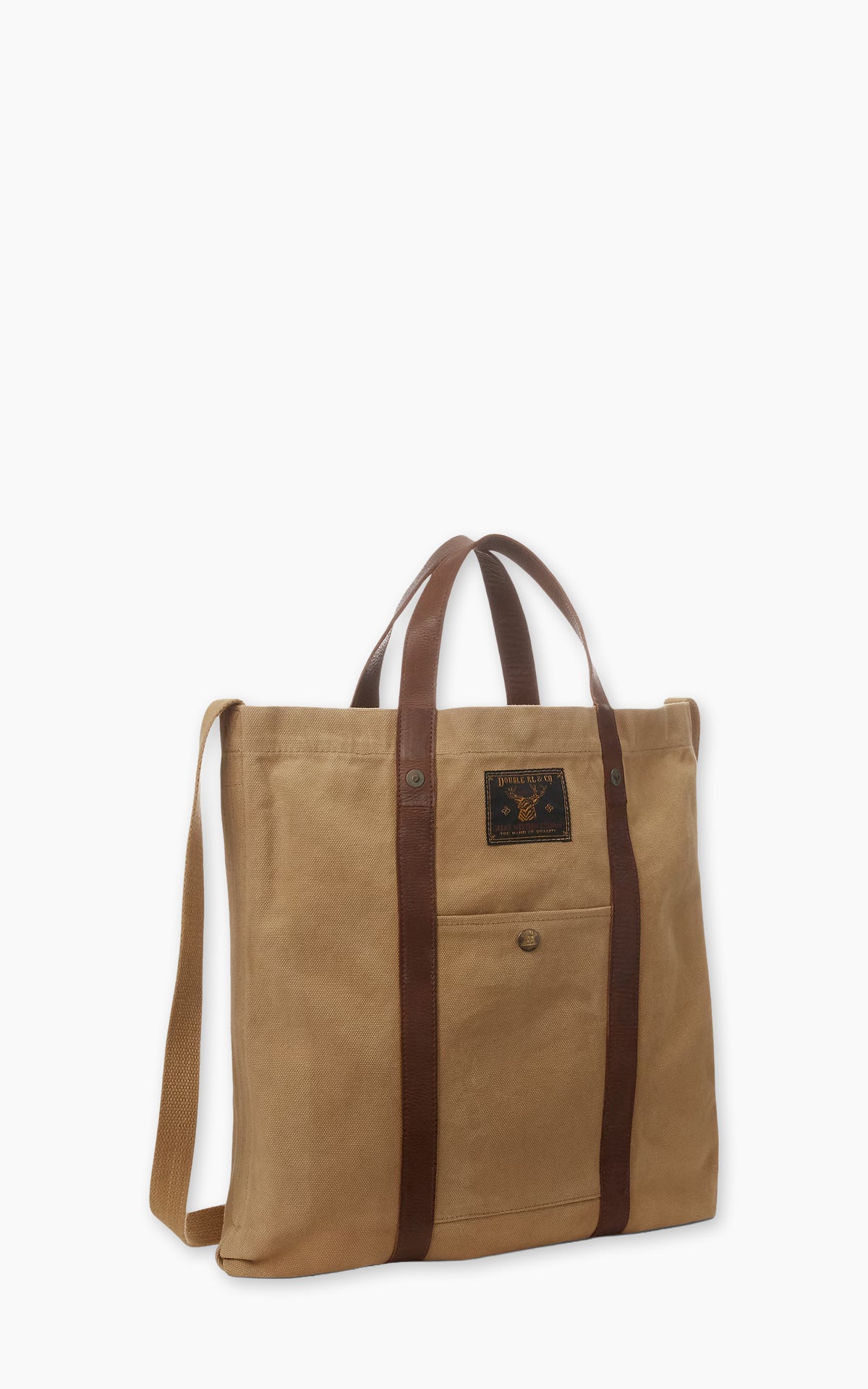 RRL Leather-Trim Canvas Tote Khaki/Brown