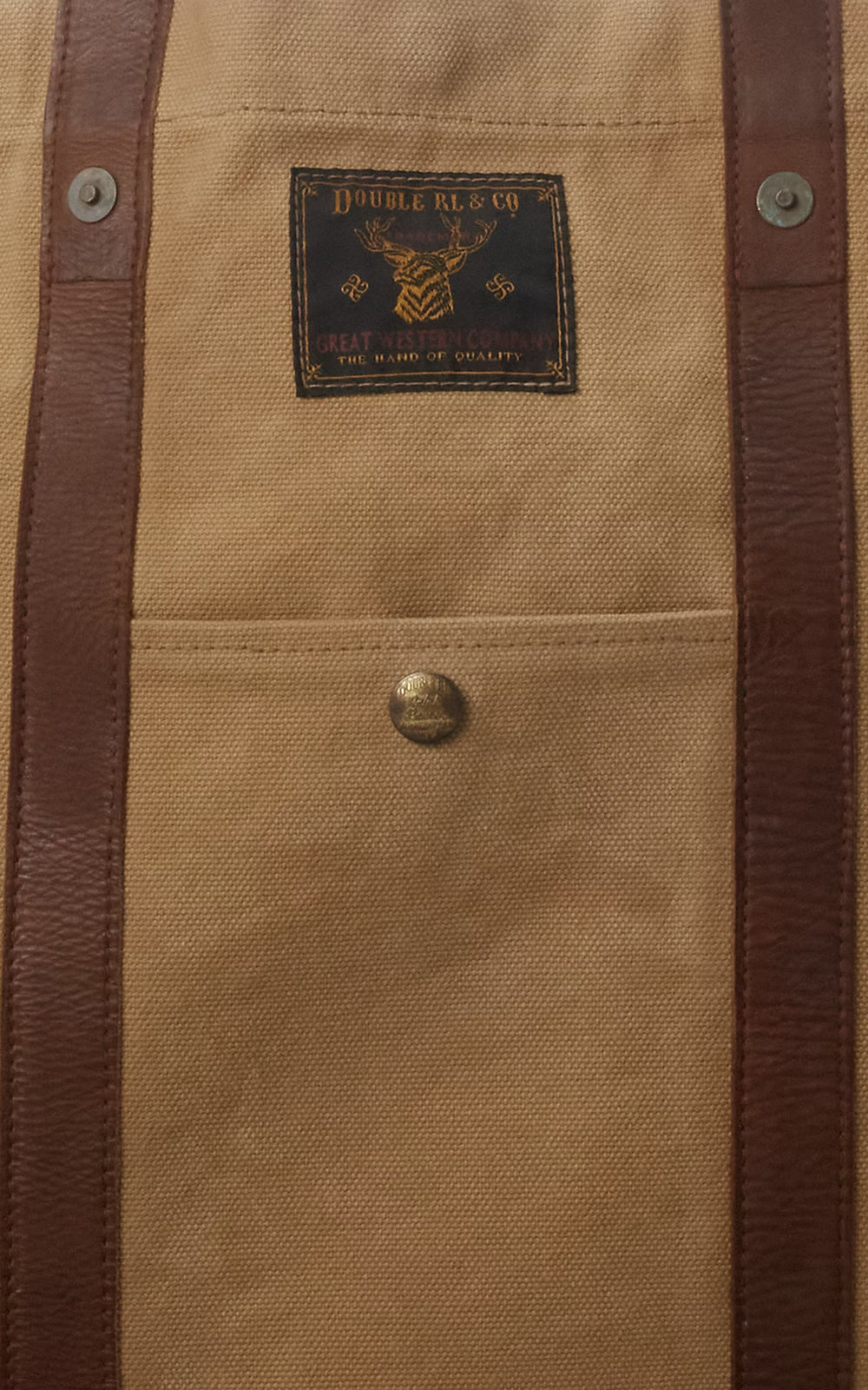 RRL Leather-Trim Canvas Tote Khaki/Brown