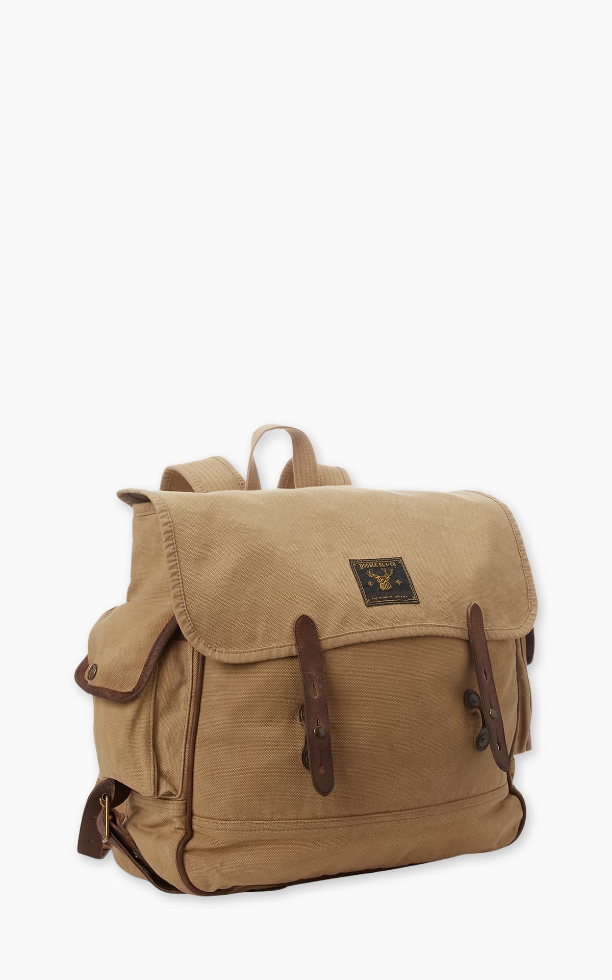 RRL Leather-Trim Canvas Backpack Khaki/Brown
