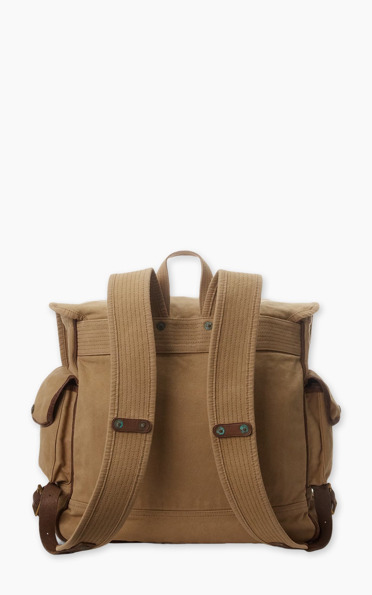 RRL Leather-Trim Canvas Backpack Khaki/Brown