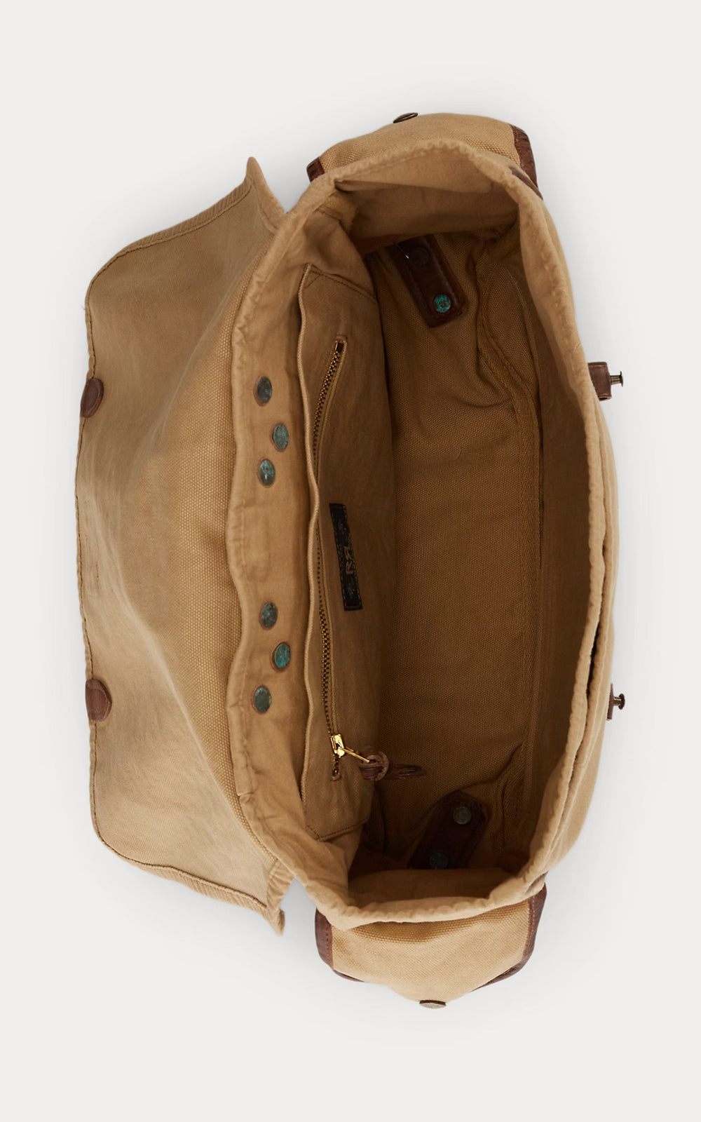 RRL Leather-Trim Canvas Backpack Khaki/Brown