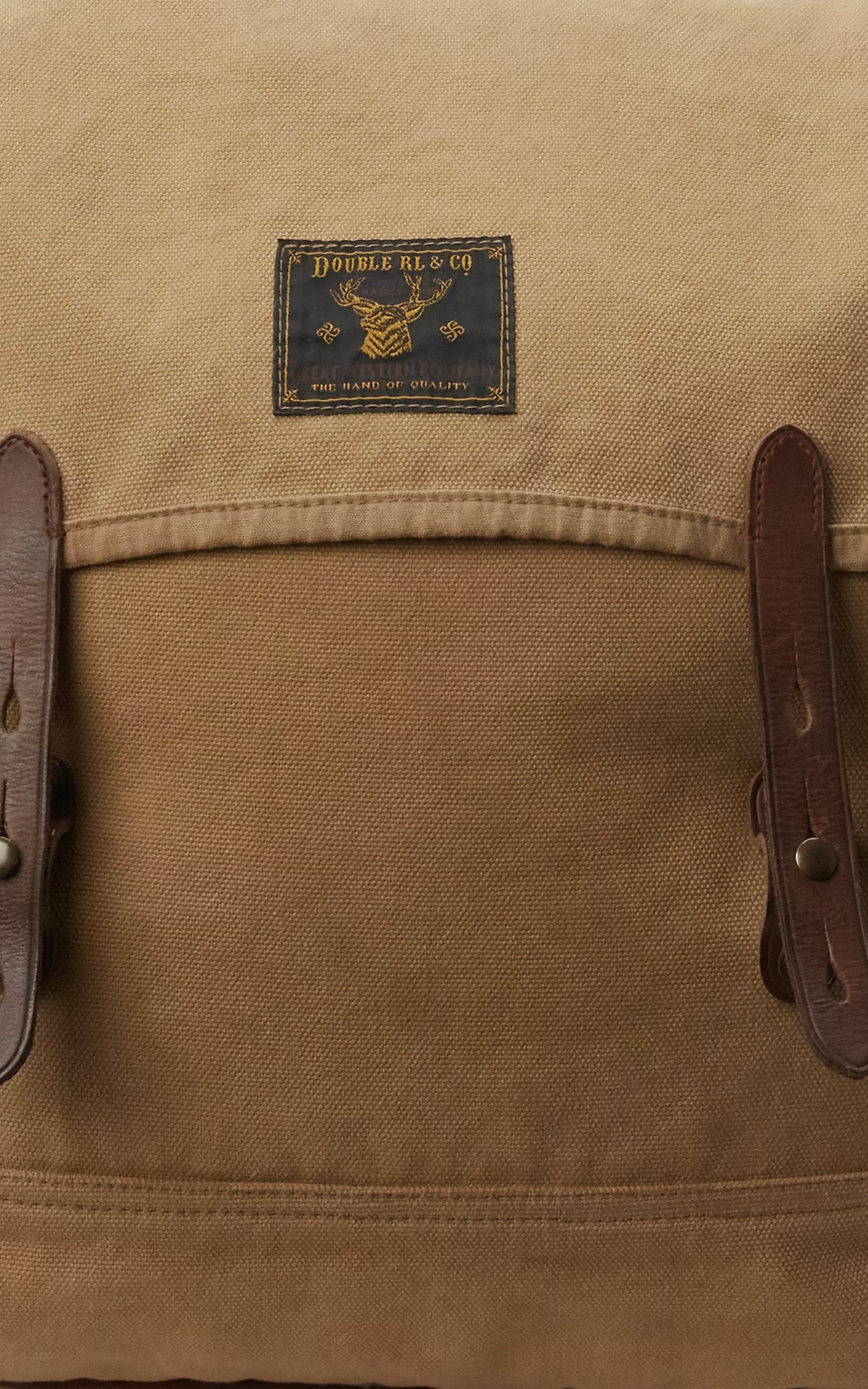 RRL Leather-Trim Canvas Backpack Khaki/Brown