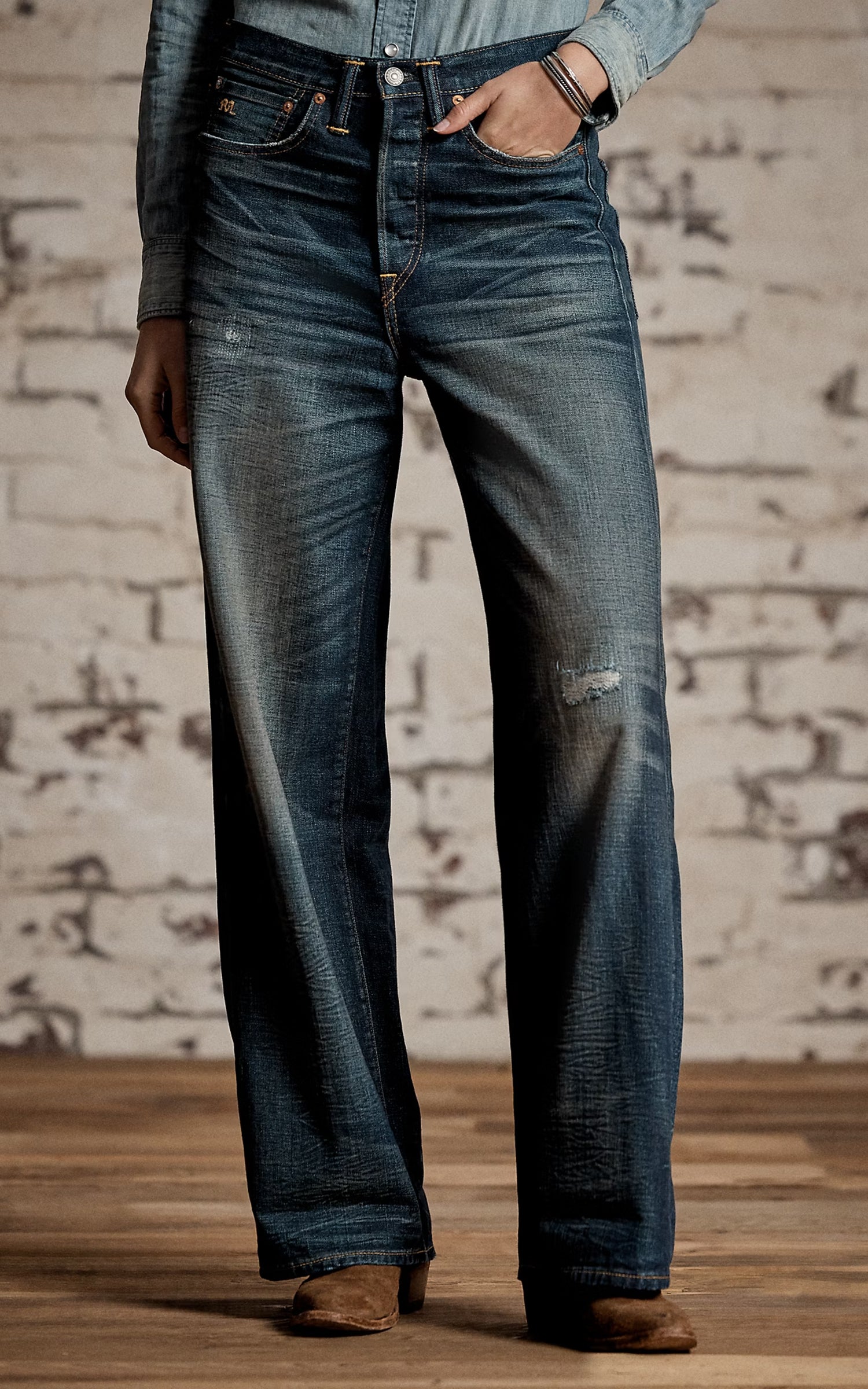 RRL Vintage Wide Fit Distressed Kenley Jean Kenley Wash