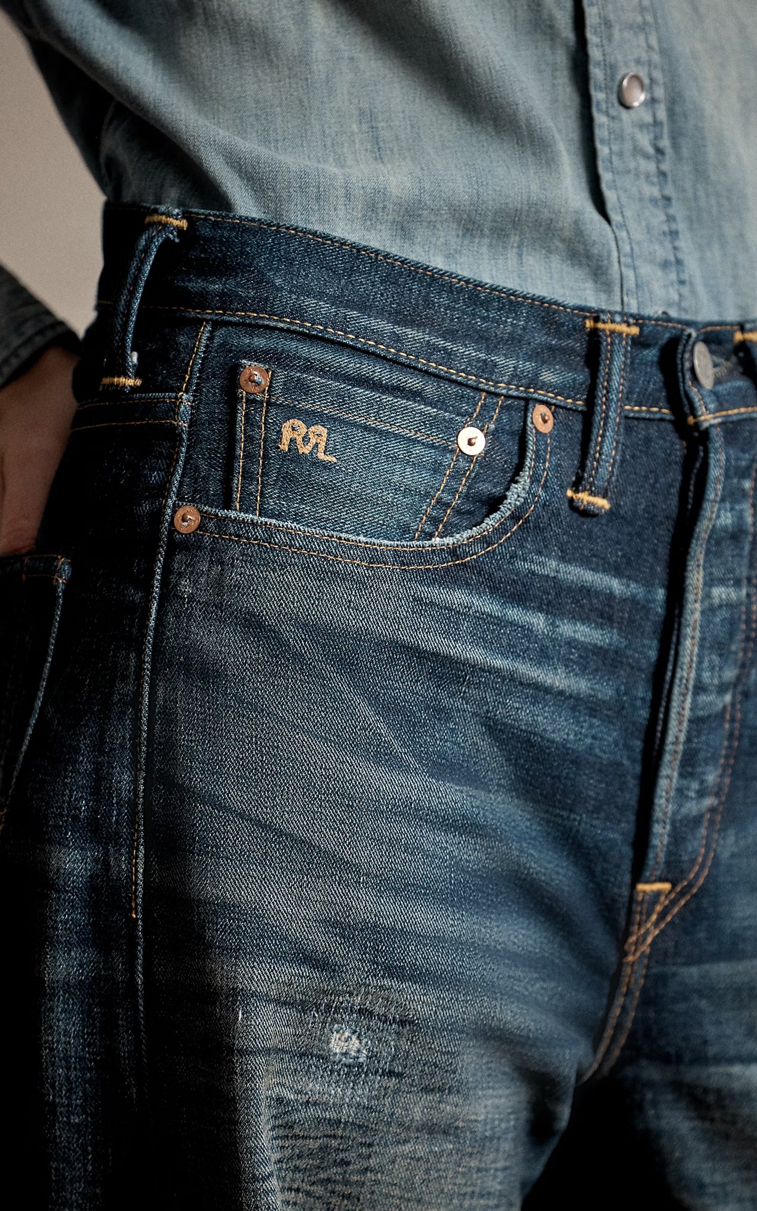 RRL Vintage Wide Fit Distressed Kenley Jean Kenley Wash