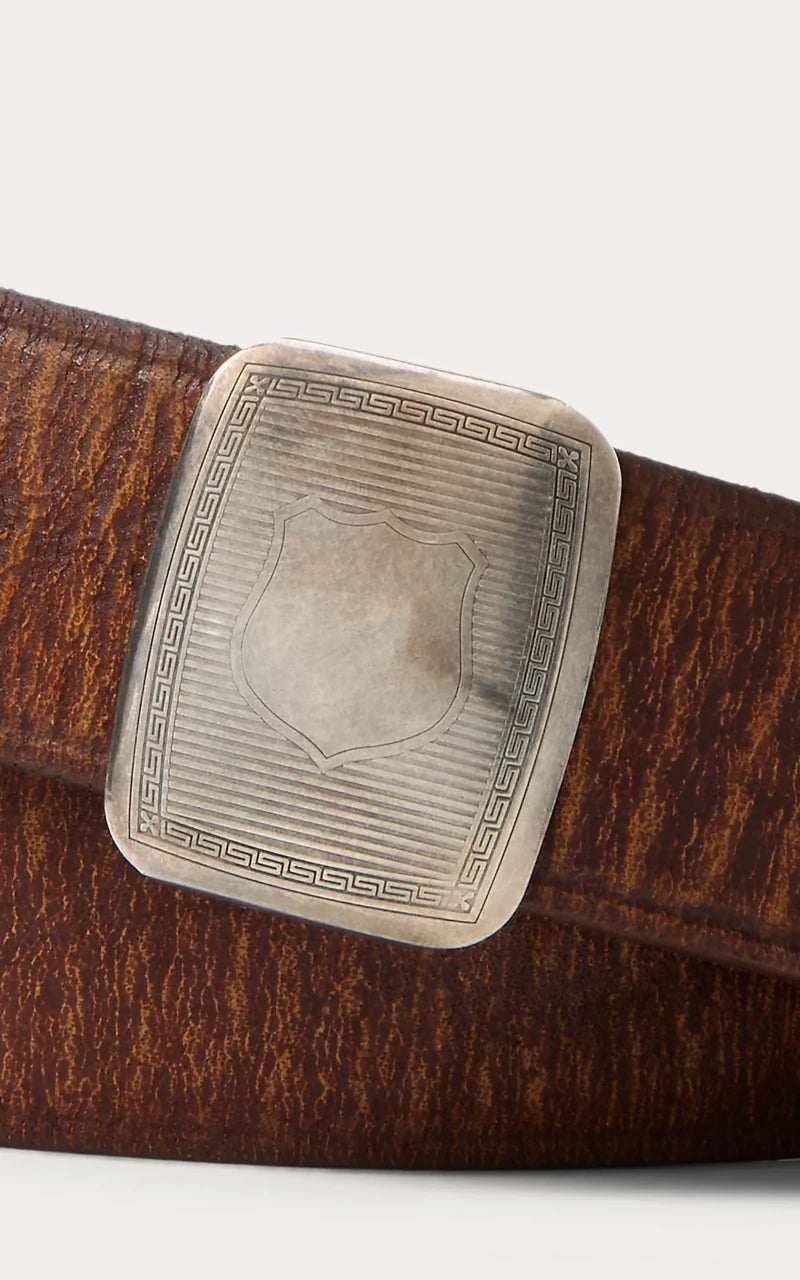 RRL Slider-Buckle Leather Belt Baked Brown