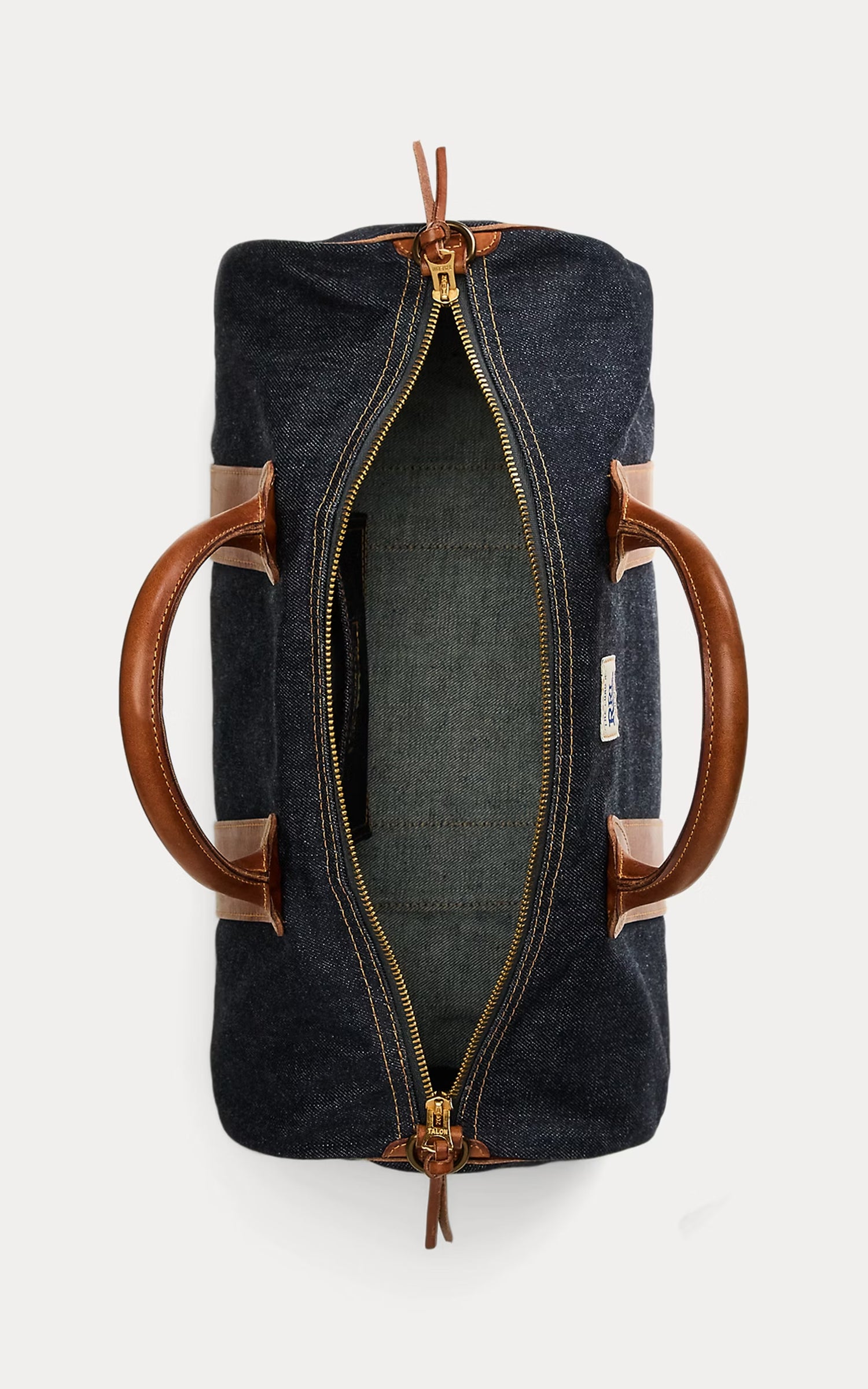 RRL Leather-Trim Indigo Denim Duffel Indigo
