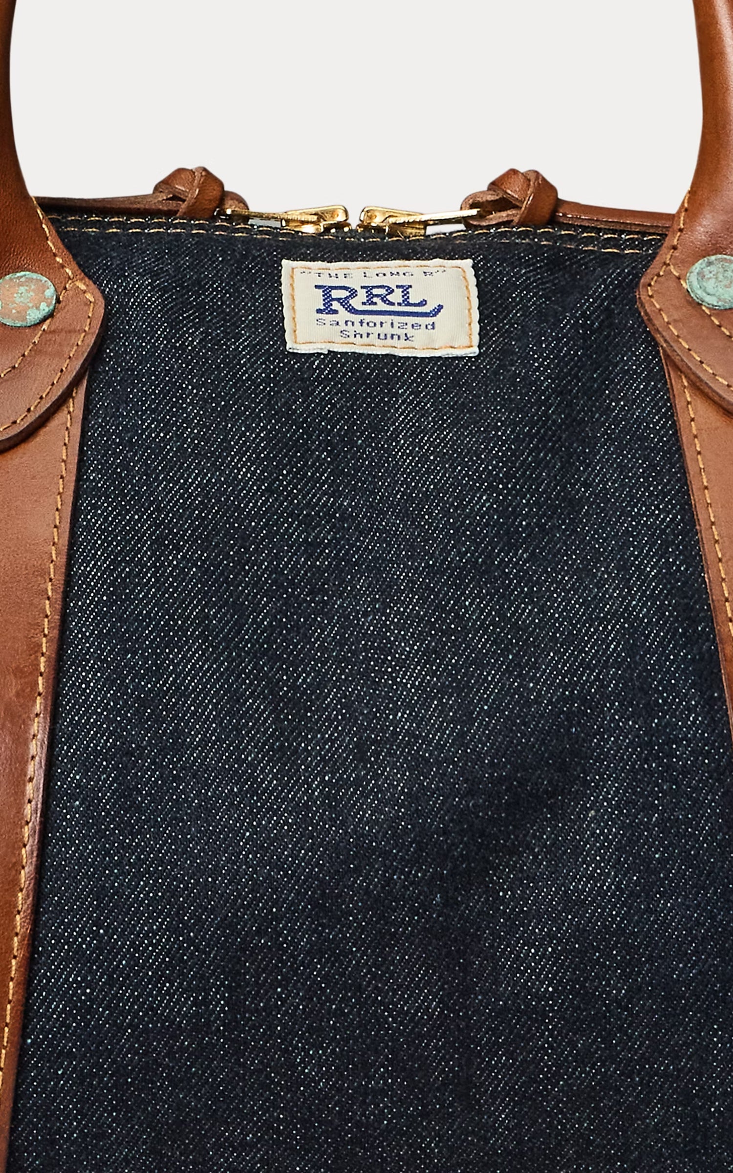 RRL Leather-Trim Indigo Denim Duffel Indigo