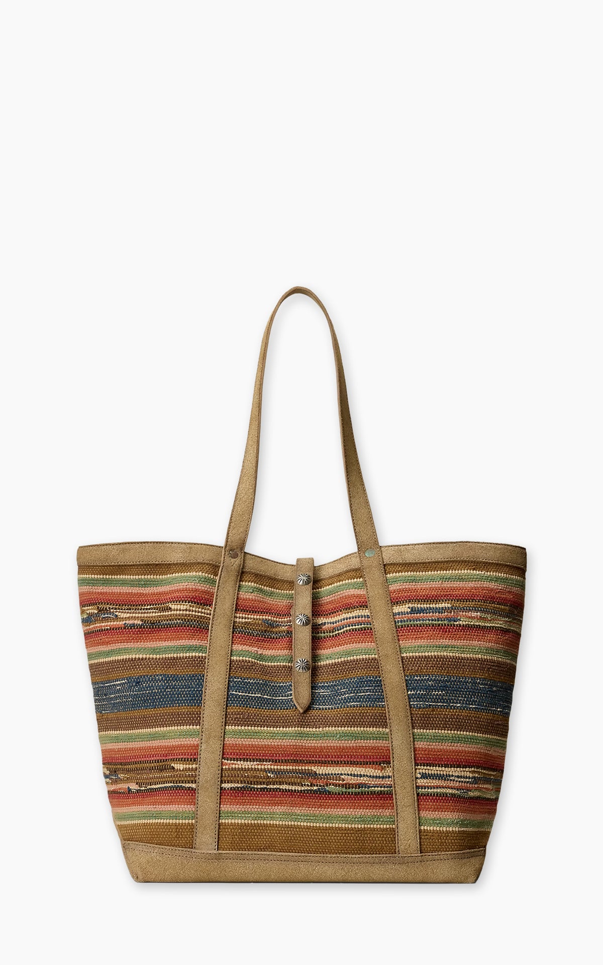 RRL Suede-Trim Handwoven Jacquard Tote Multi/Beige