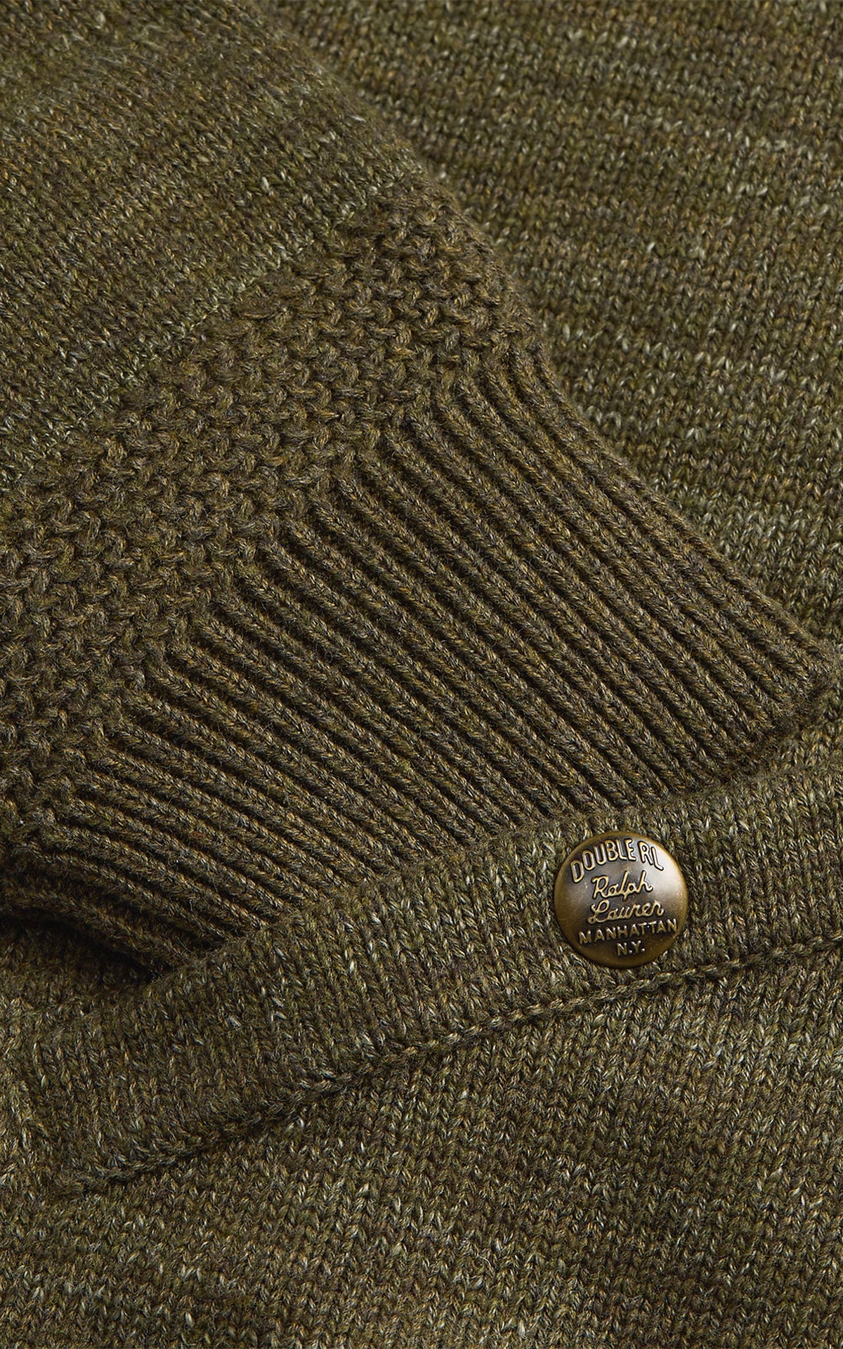 RRL Cotton-Wool Full-Zip Jumper Olive Heather
