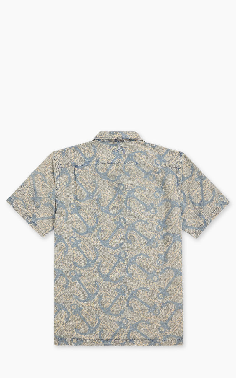 RRL Indigo Anchor-Print Camp Shirt Indigo/Cream Multi