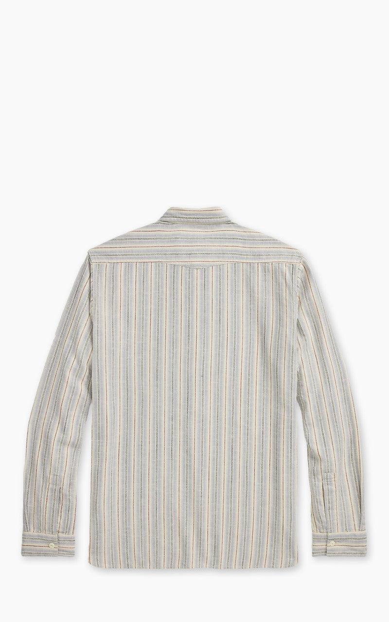 RRL Striped Twill Popover Shirt Periwinkle Multi