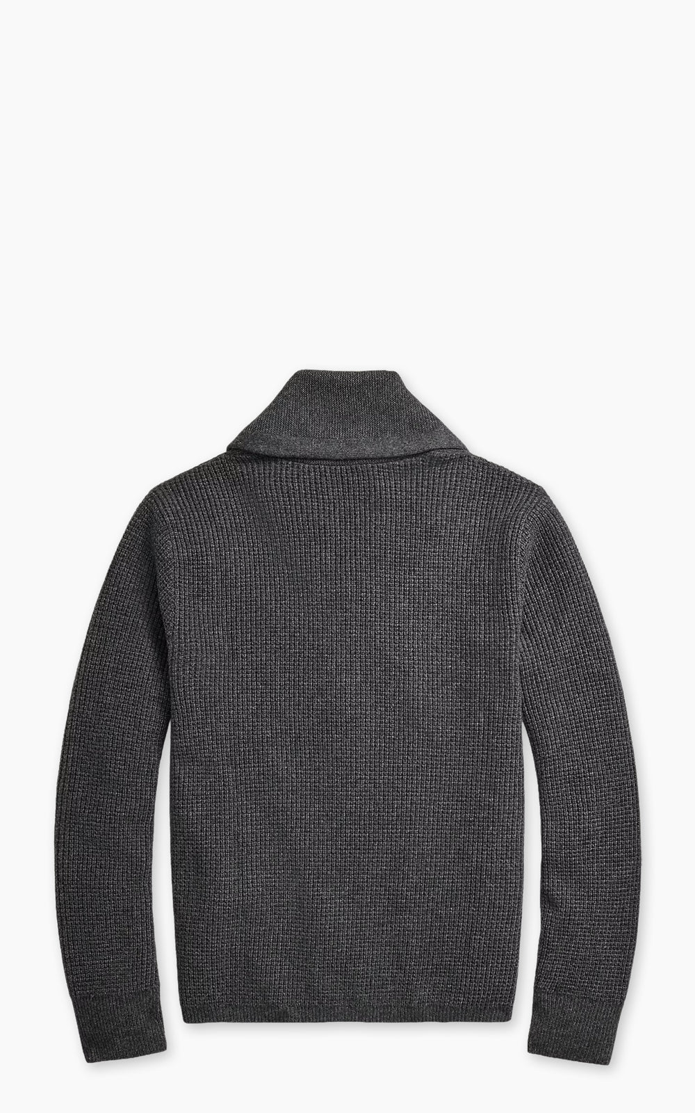 RRL Waffle-Knit Cashmere Shawl Cardigan Dark Grey Heather