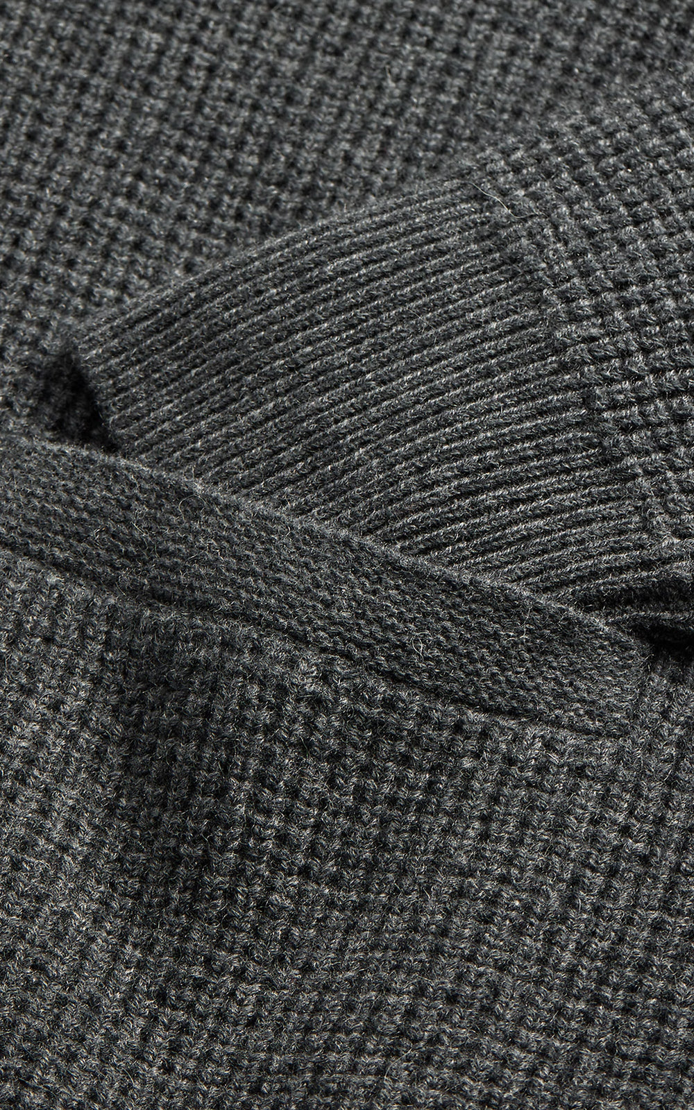 RRL Waffle-Knit Cashmere Shawl Cardigan Dark Grey Heather
